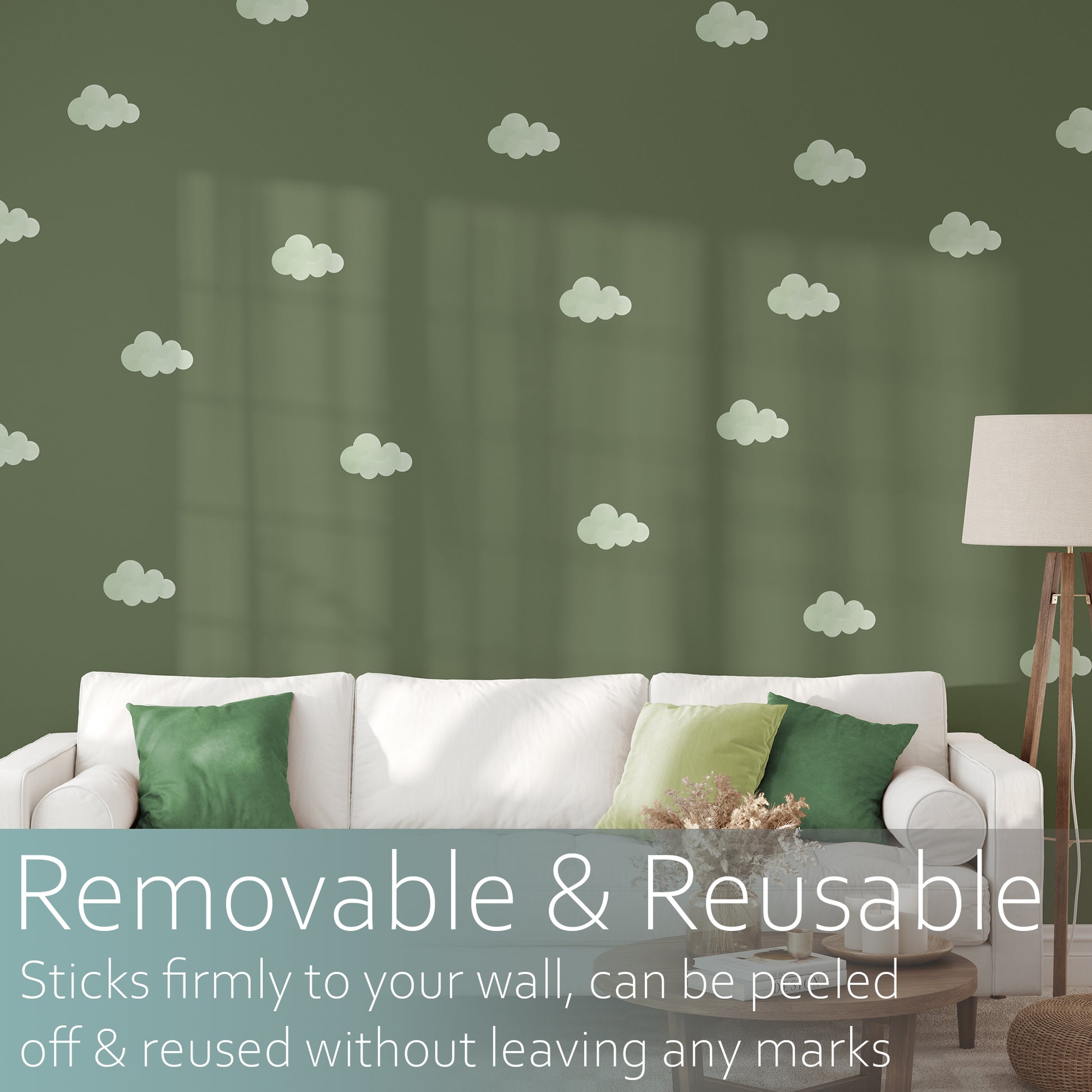 Green clouds | Fabric wall stickers-Fabric wall stickers-Adnil Creations