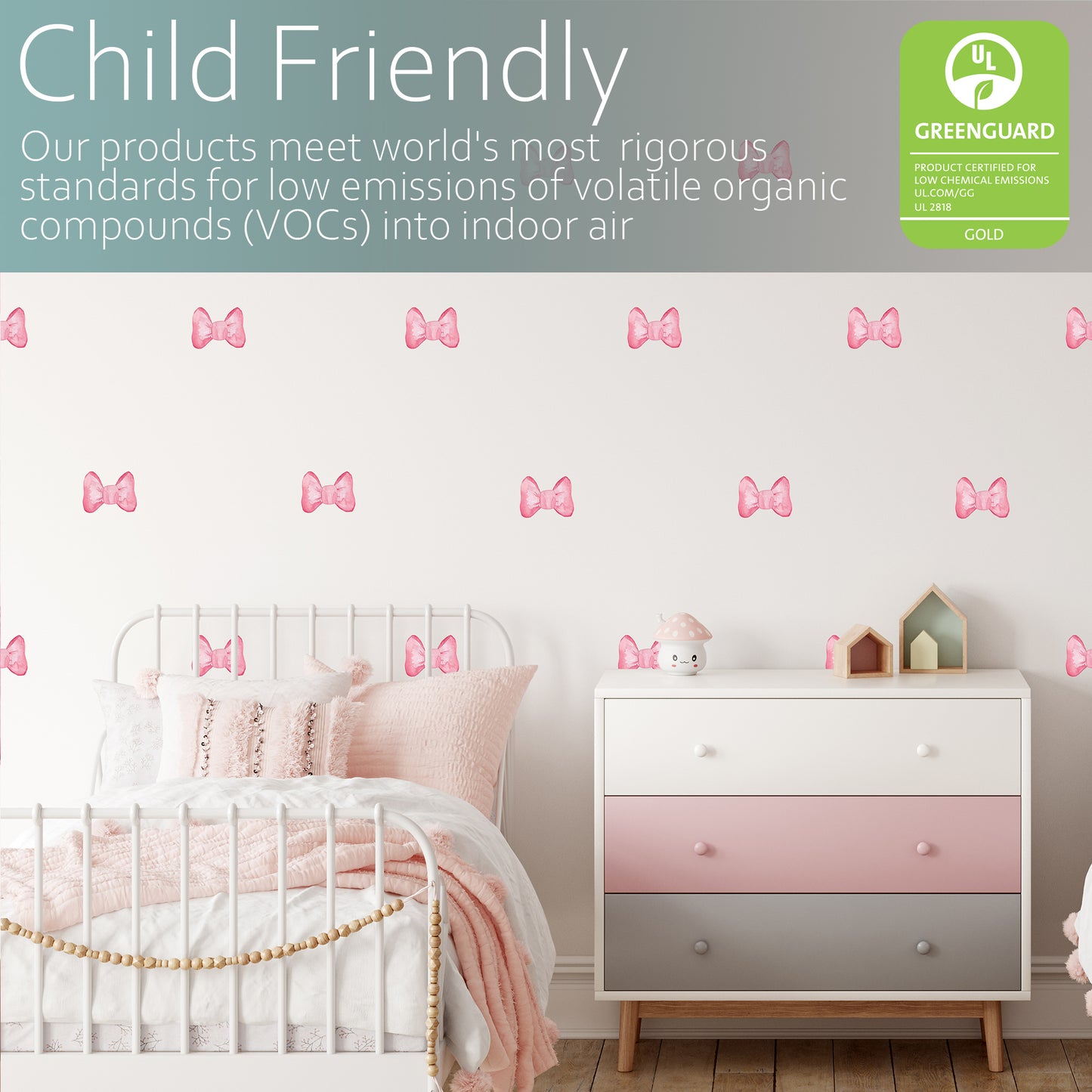 Pink bows | Fabric wall stickers