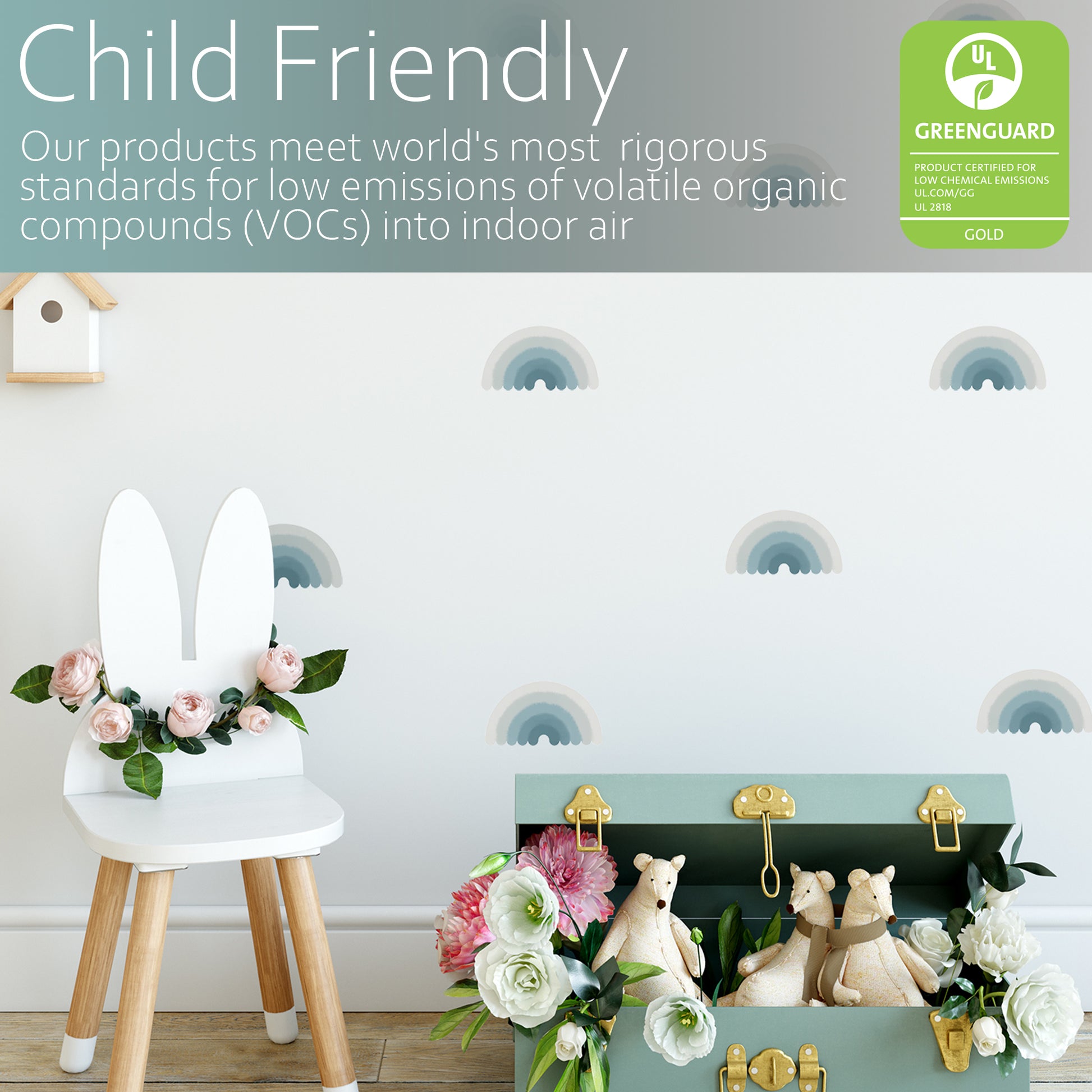 Blue ombre rainbows | Fabric wall stickers-Fabric wall stickers-Adnil Creations