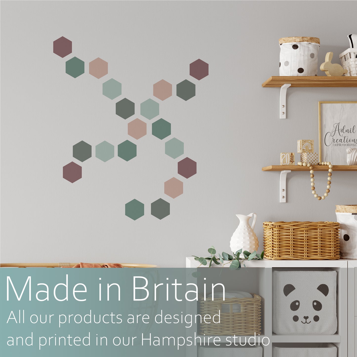 Pink Hexagons | Fabric wall stickers