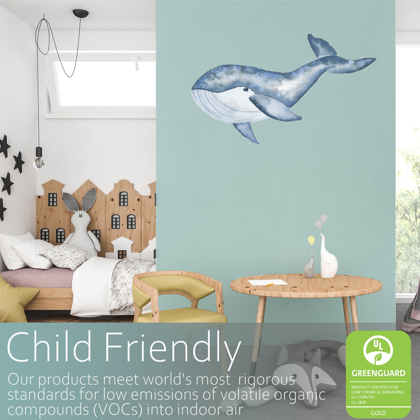Watercolour whale | Fabric wall stickers