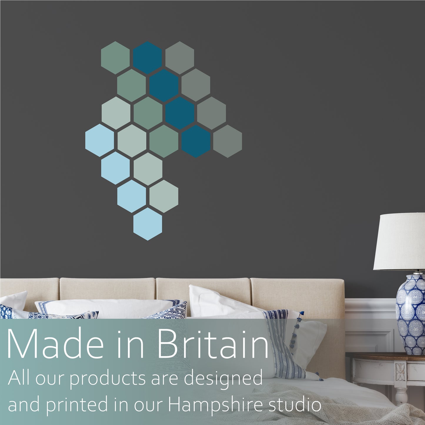 Blue Hexagons | Fabric wall stickers