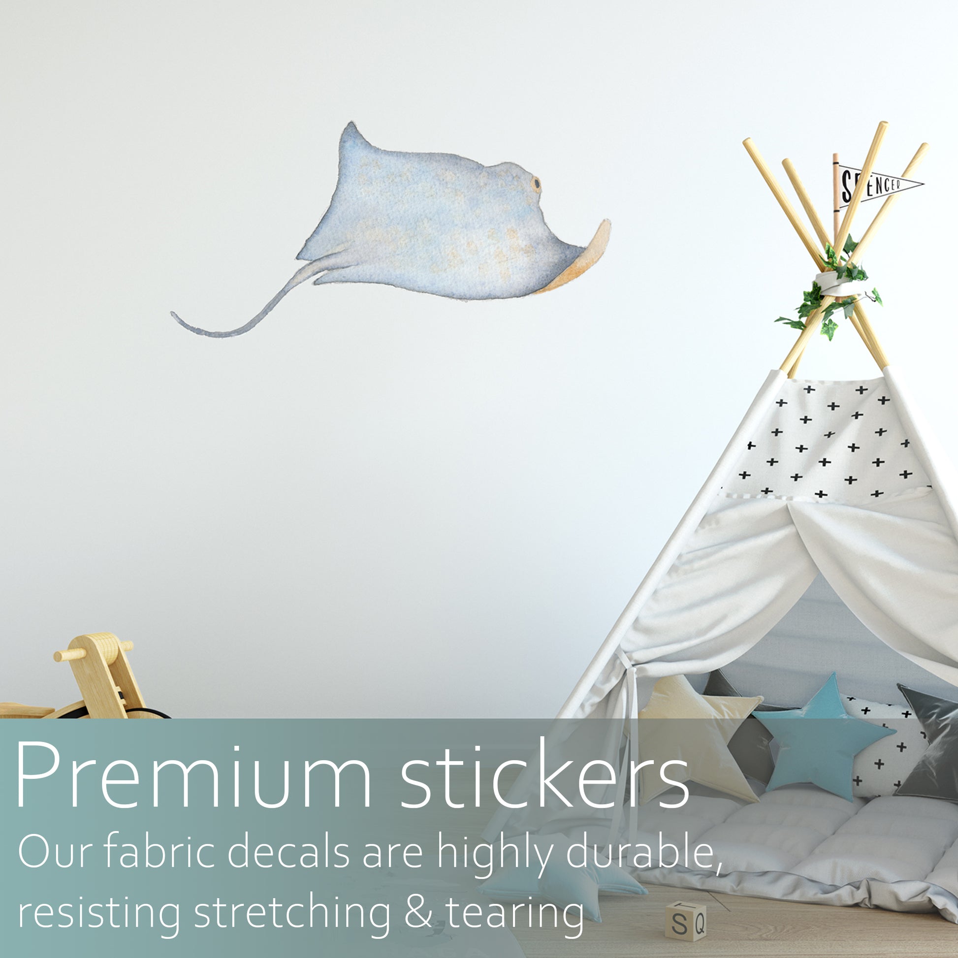 Watercolour manta ray | Fabric wall stickers-Fabric wall stickers-Adnil Creations