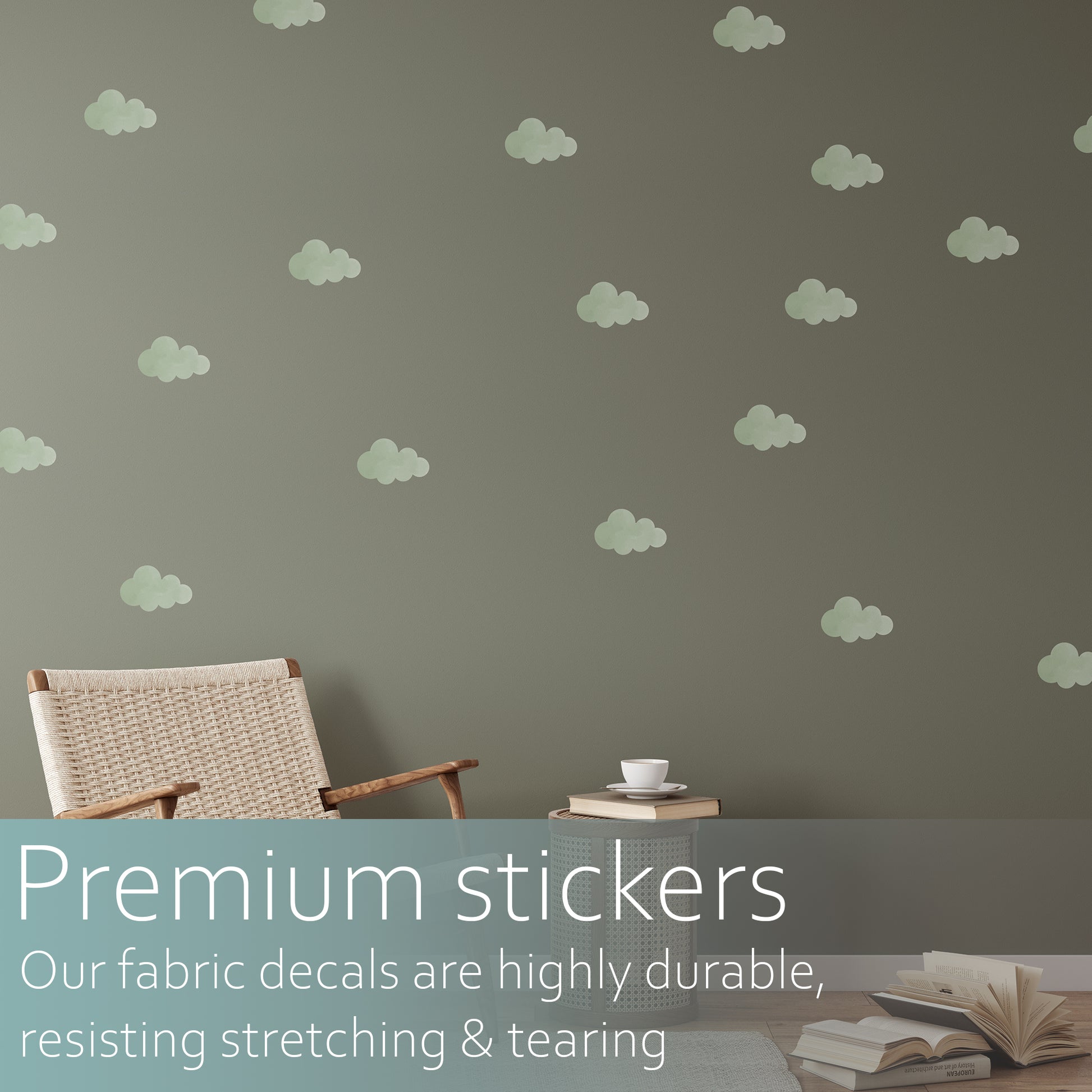 Green clouds | Fabric wall stickers-Fabric wall stickers-Adnil Creations
