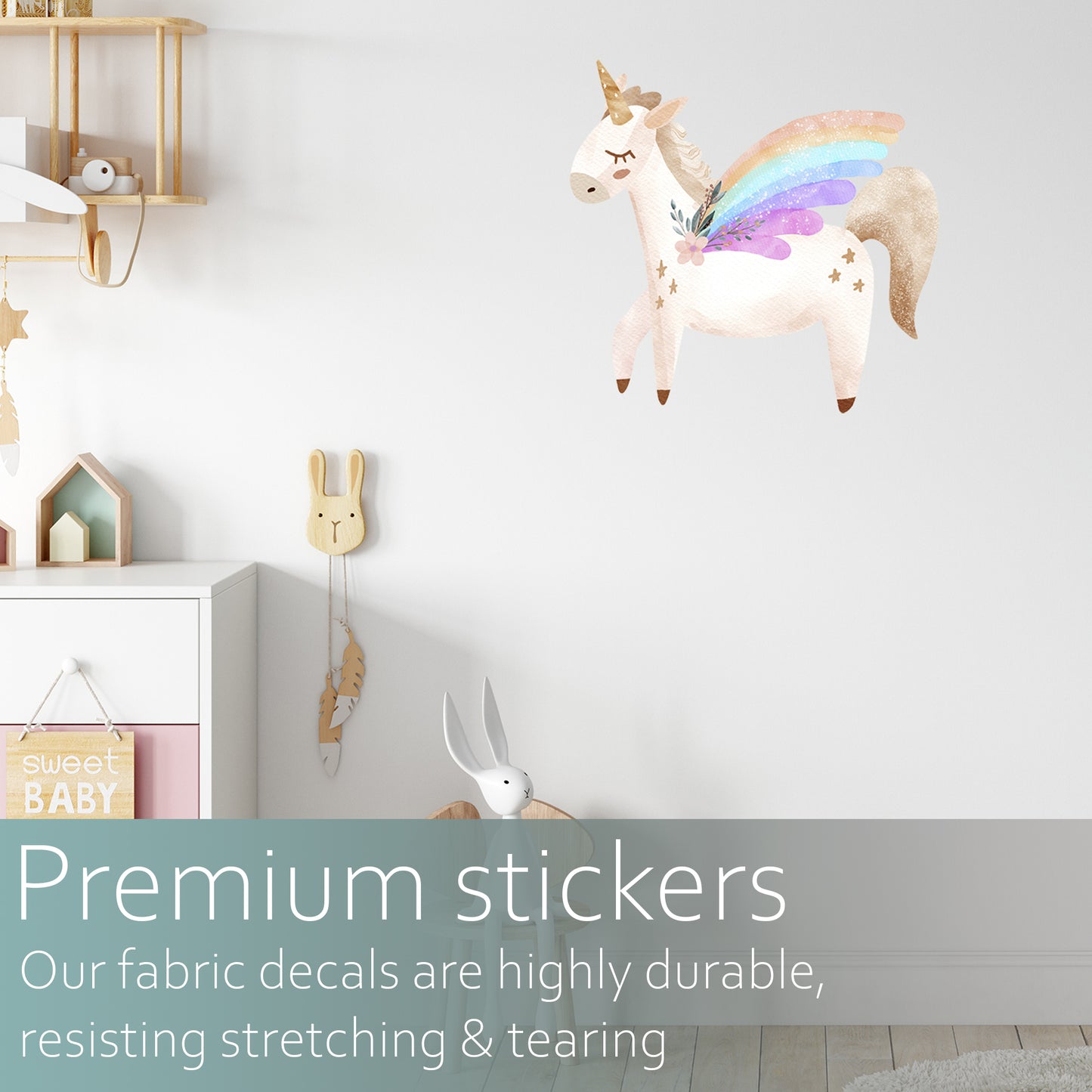 Watercolour Unicorn with wings | Fabric wall stickers