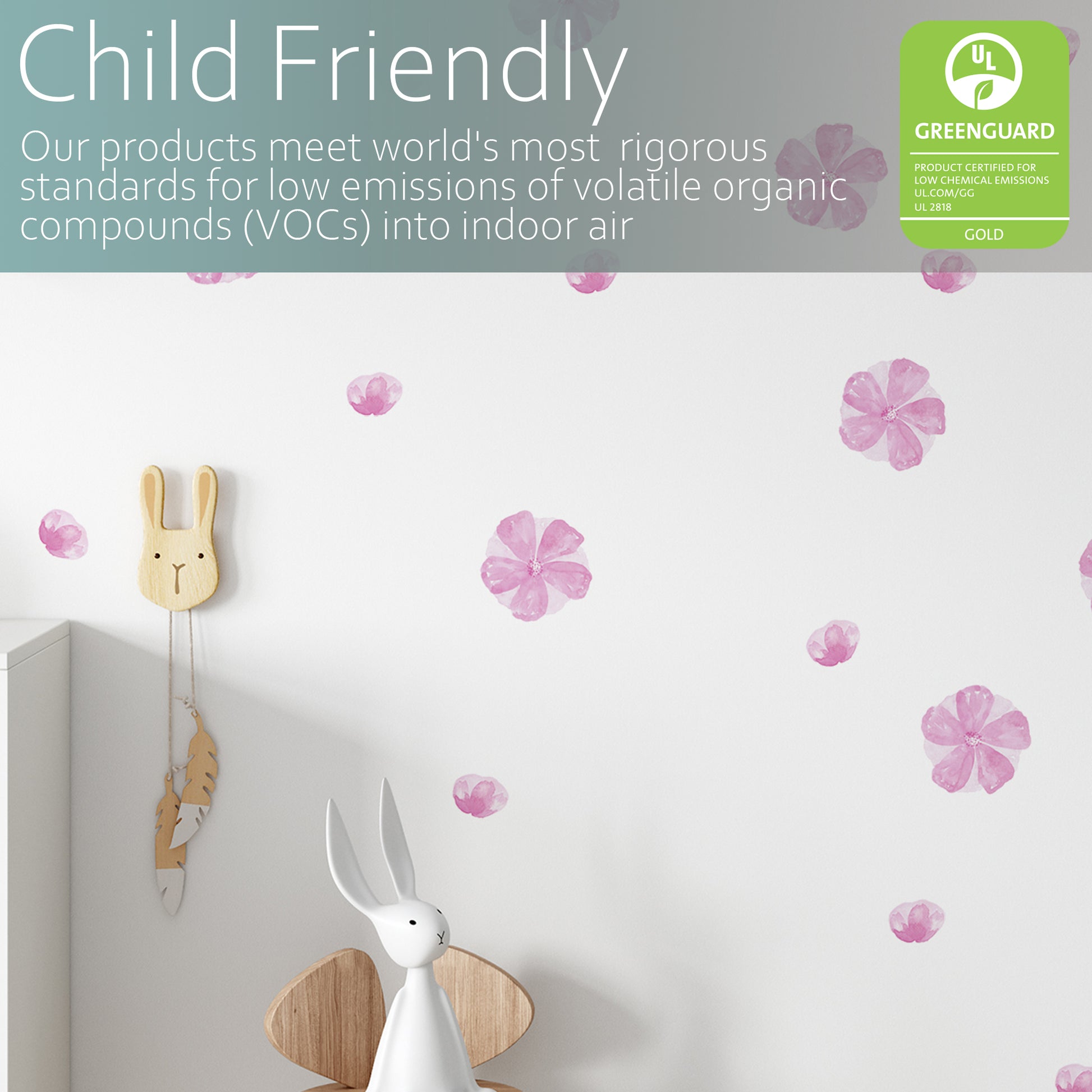 Watercolour pink flowers | Fabric wall stickers-Fabric wall stickers-Adnil Creations