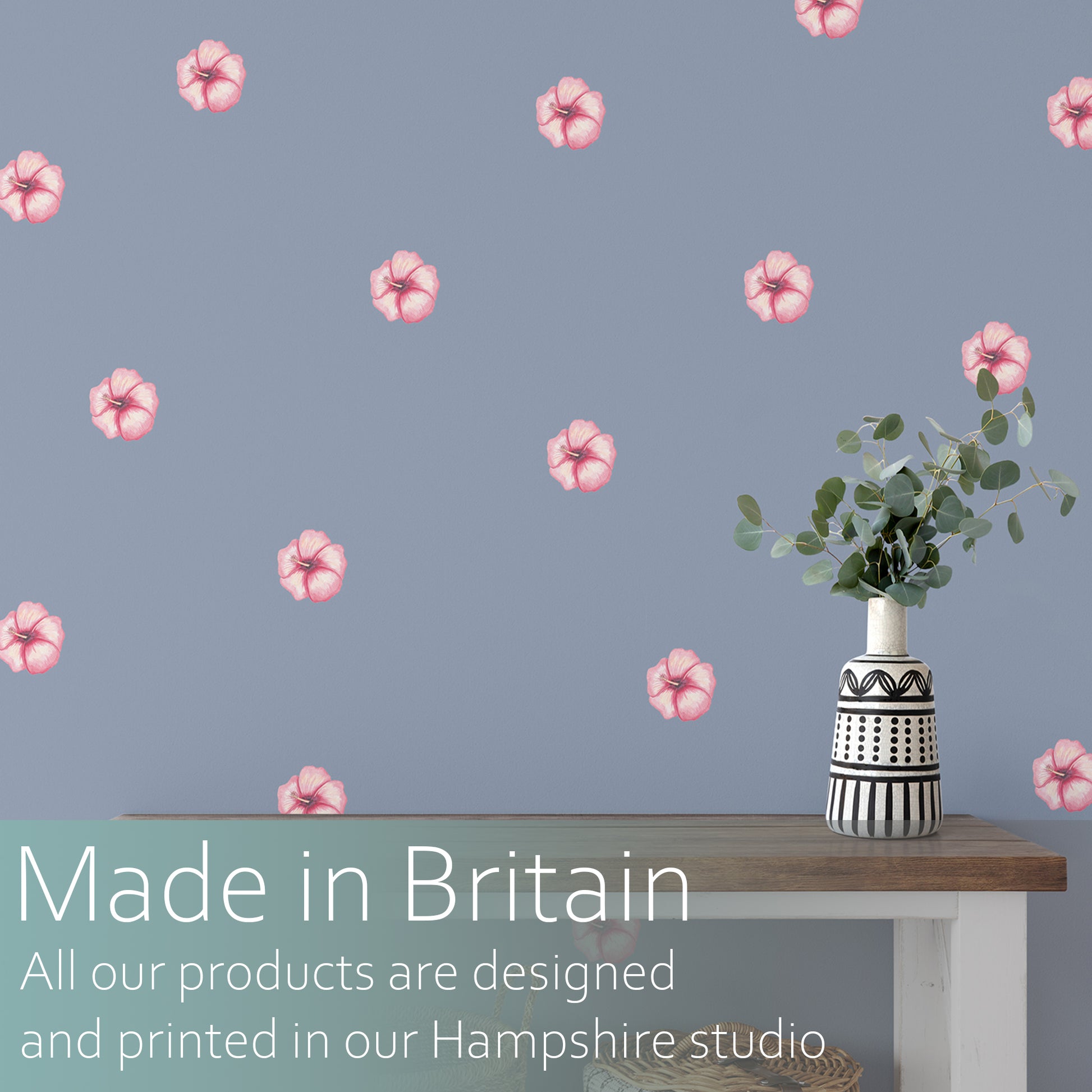Watercolour hibiscus pattern | Fabric wall stickers-Fabric wall stickers-Adnil Creations
