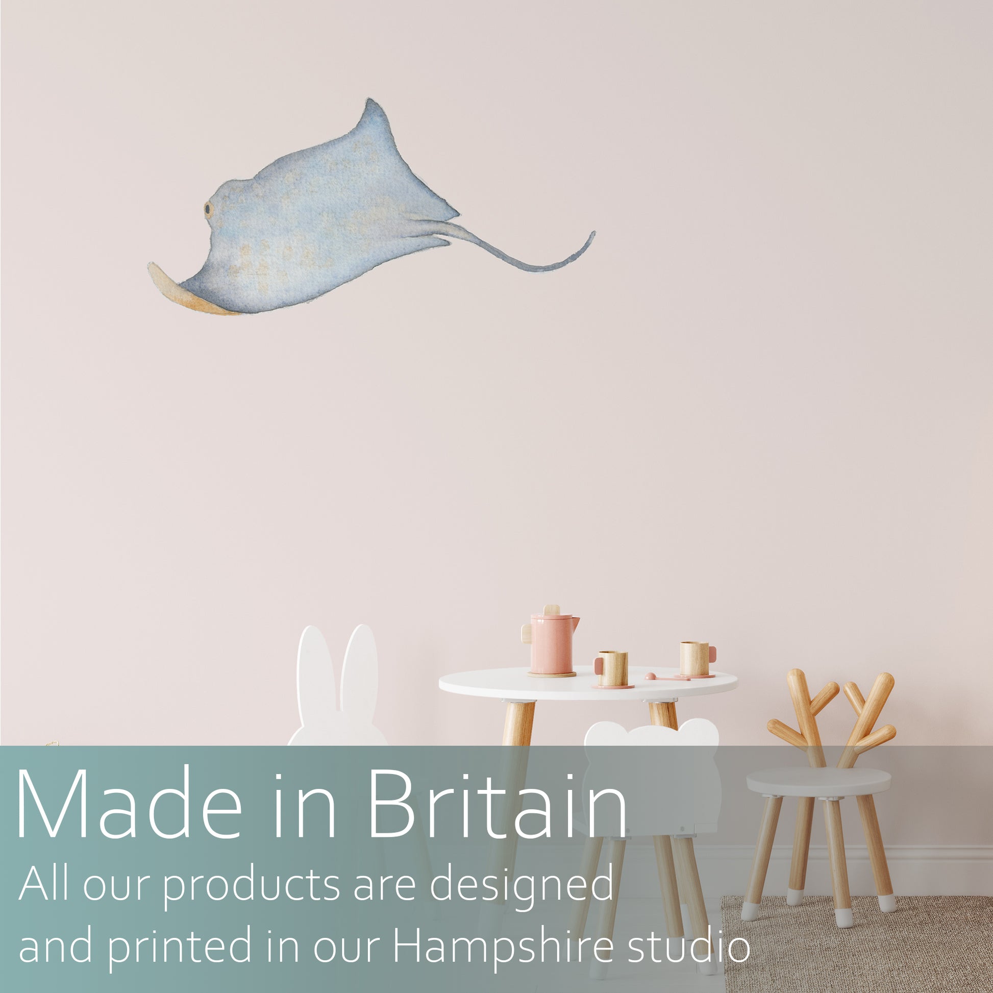 Watercolour manta ray | Fabric wall stickers-Fabric wall stickers-Adnil Creations