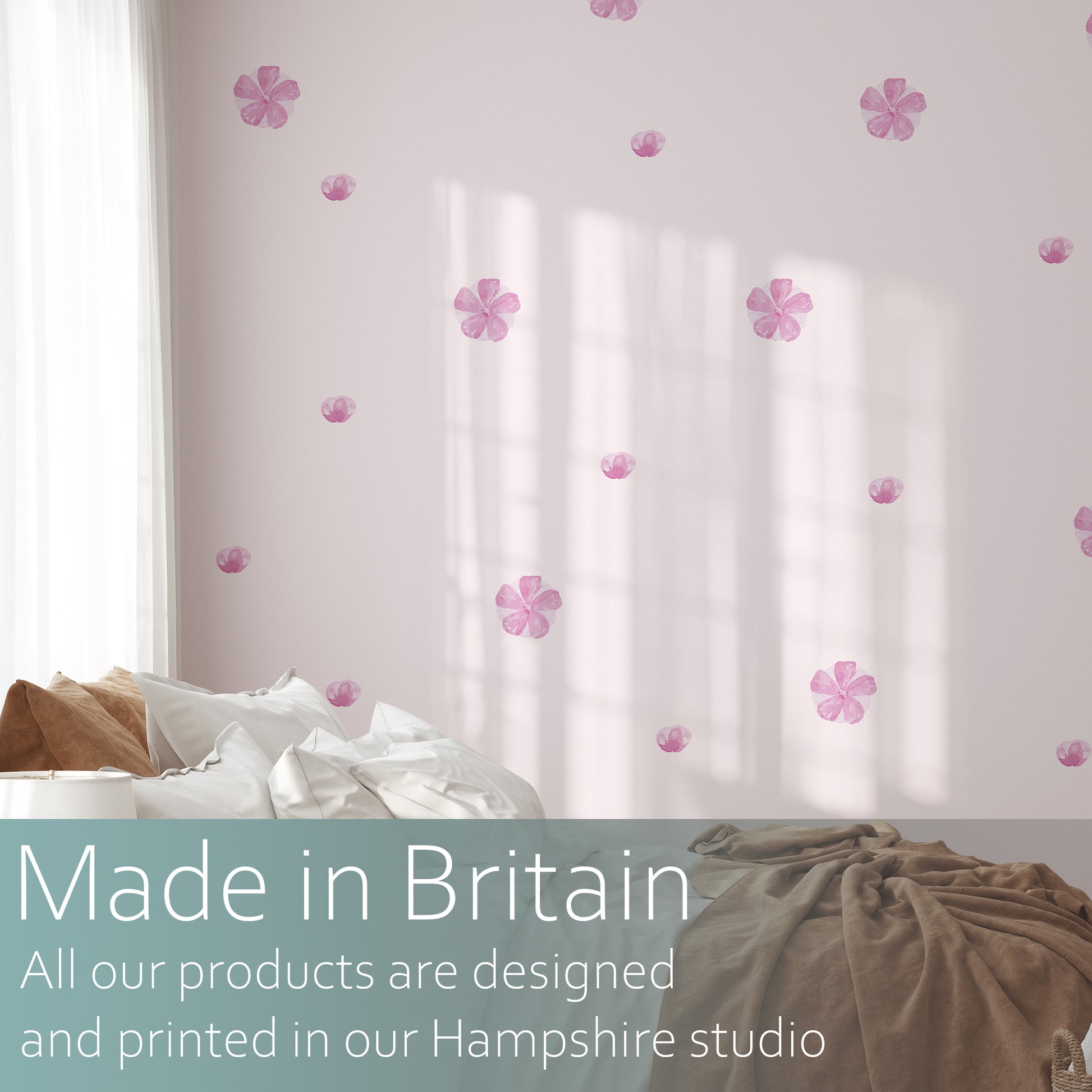 Watercolour pink flowers | Fabric wall stickers-Fabric wall stickers-Adnil Creations
