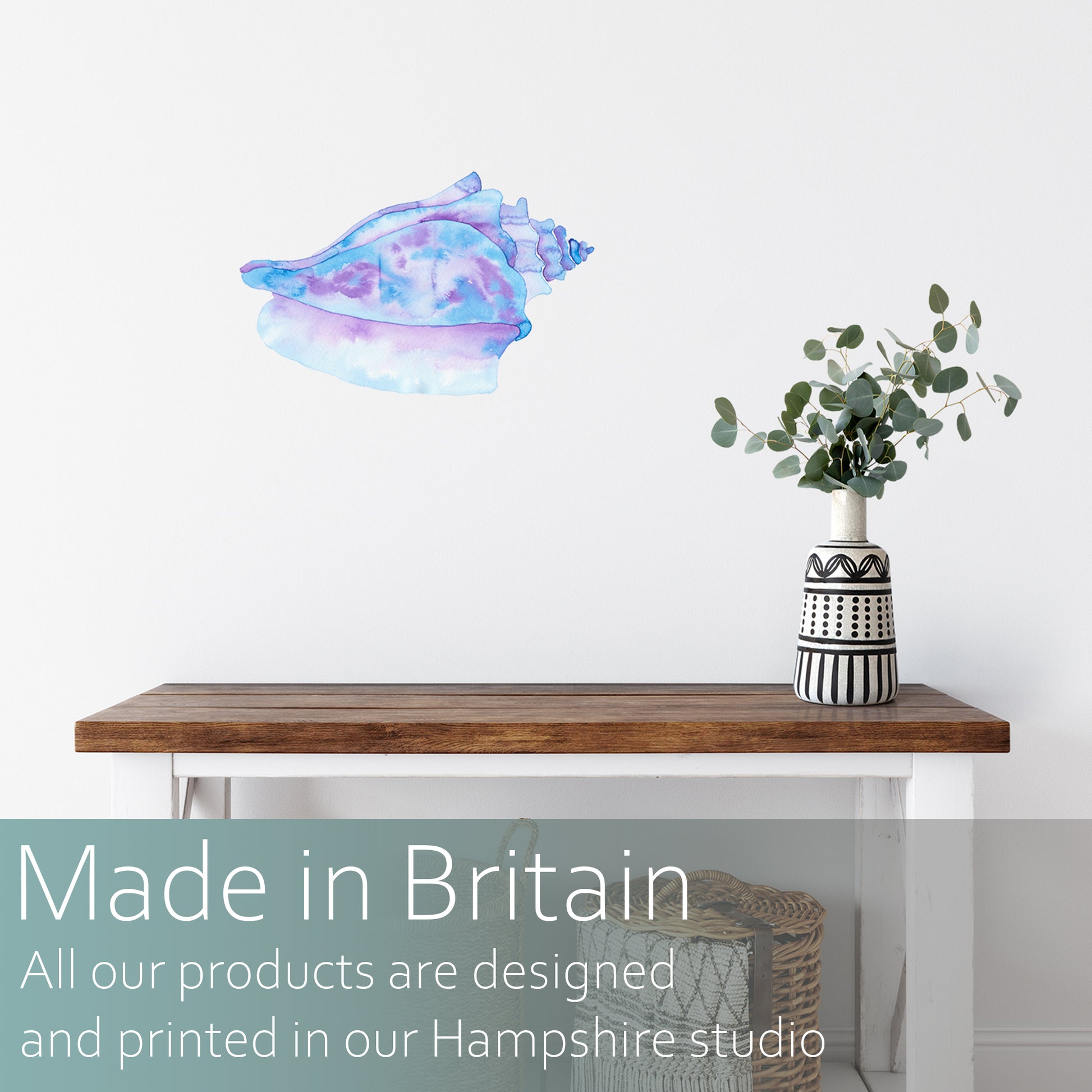 Watercolour conch seashell | Wall decal-Fabric wall stickers-Adnil Creations