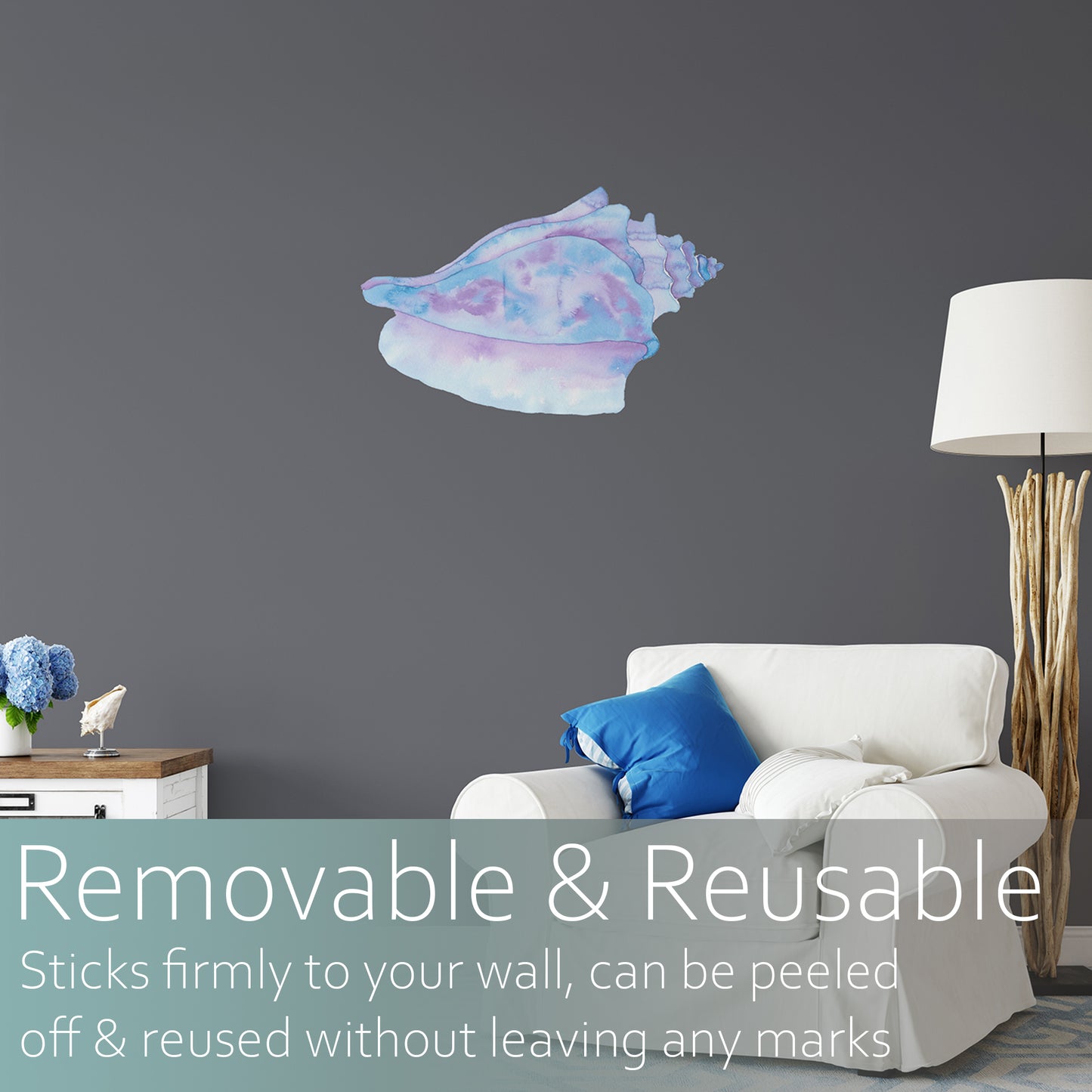 Watercolour conch seashell | Wall decal-Fabric wall stickers-Adnil Creations