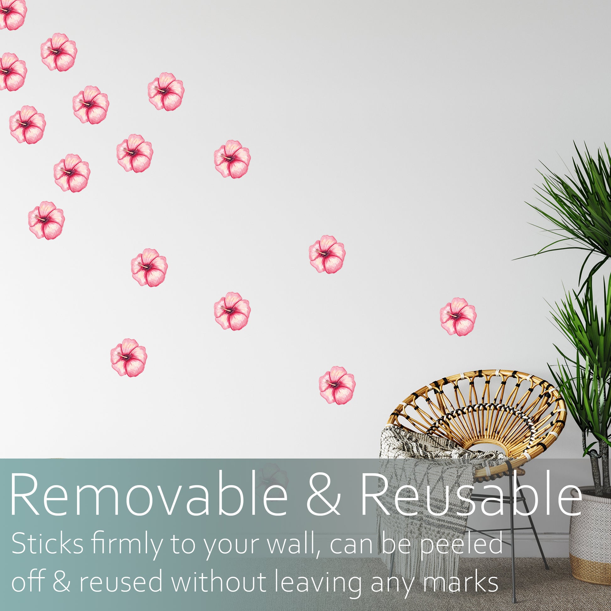Watercolour hibiscus pattern | Fabric wall stickers-Fabric wall stickers-Adnil Creations