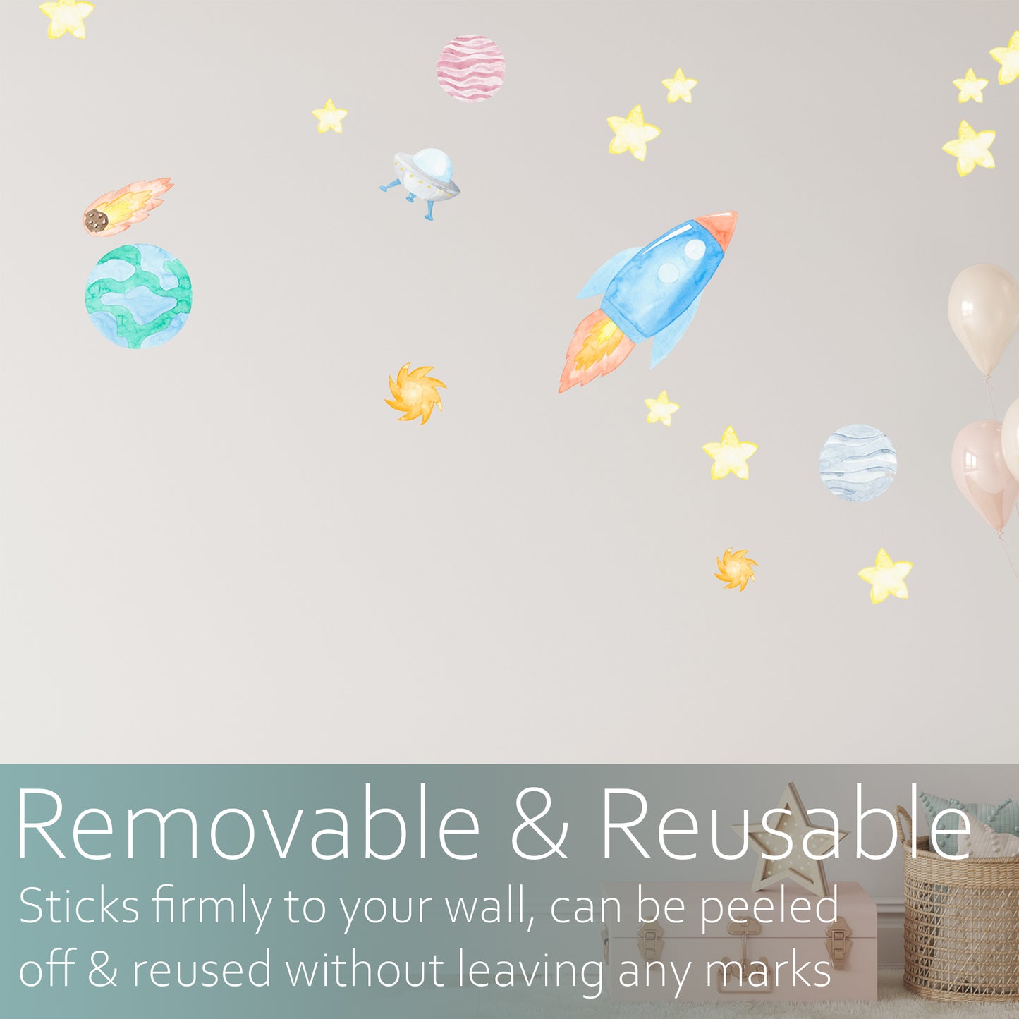 Watercolour space set | Fabric wall stickers