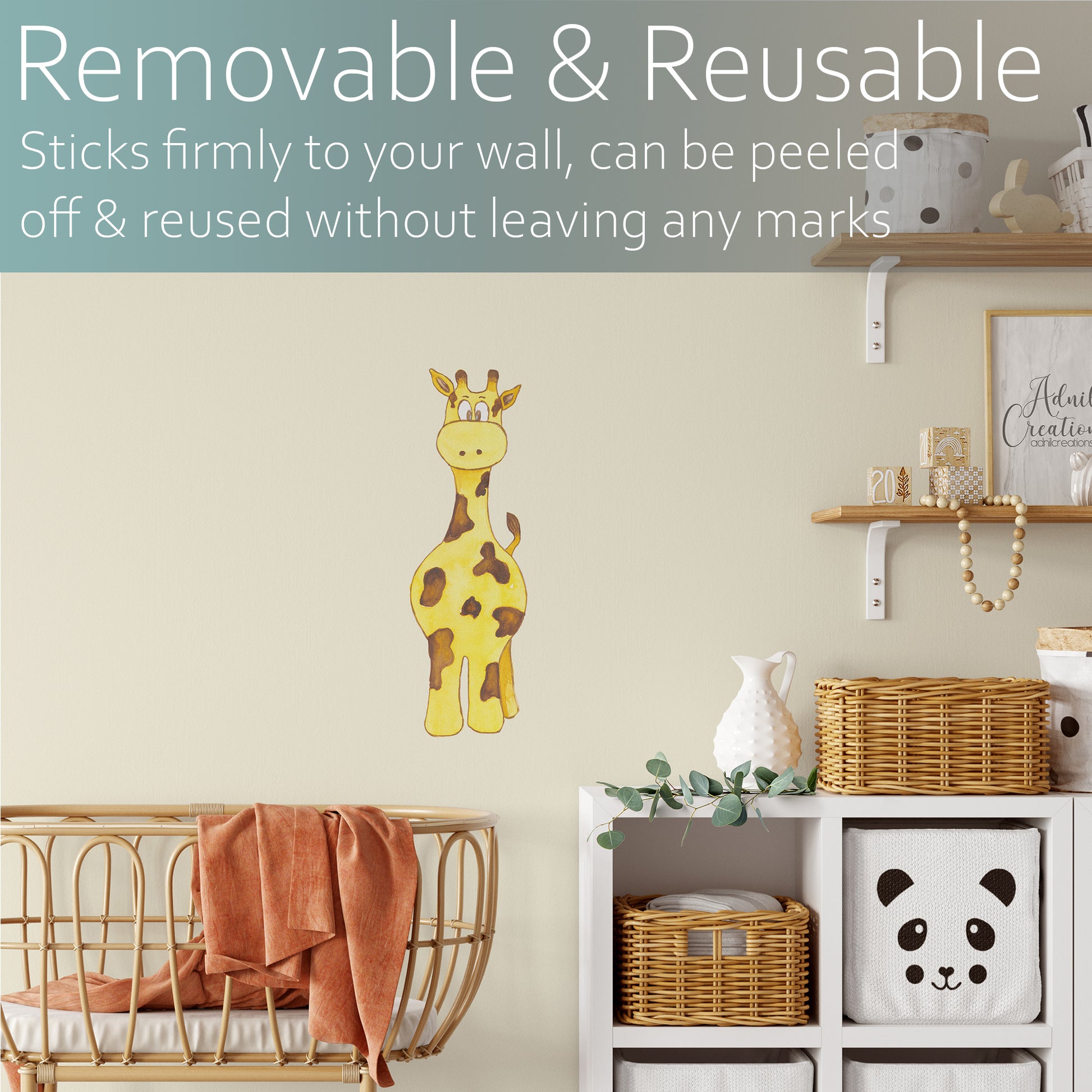 Watercolour giraffe | Fabric wall stickers-Fabric wall stickers-Adnil Creations
