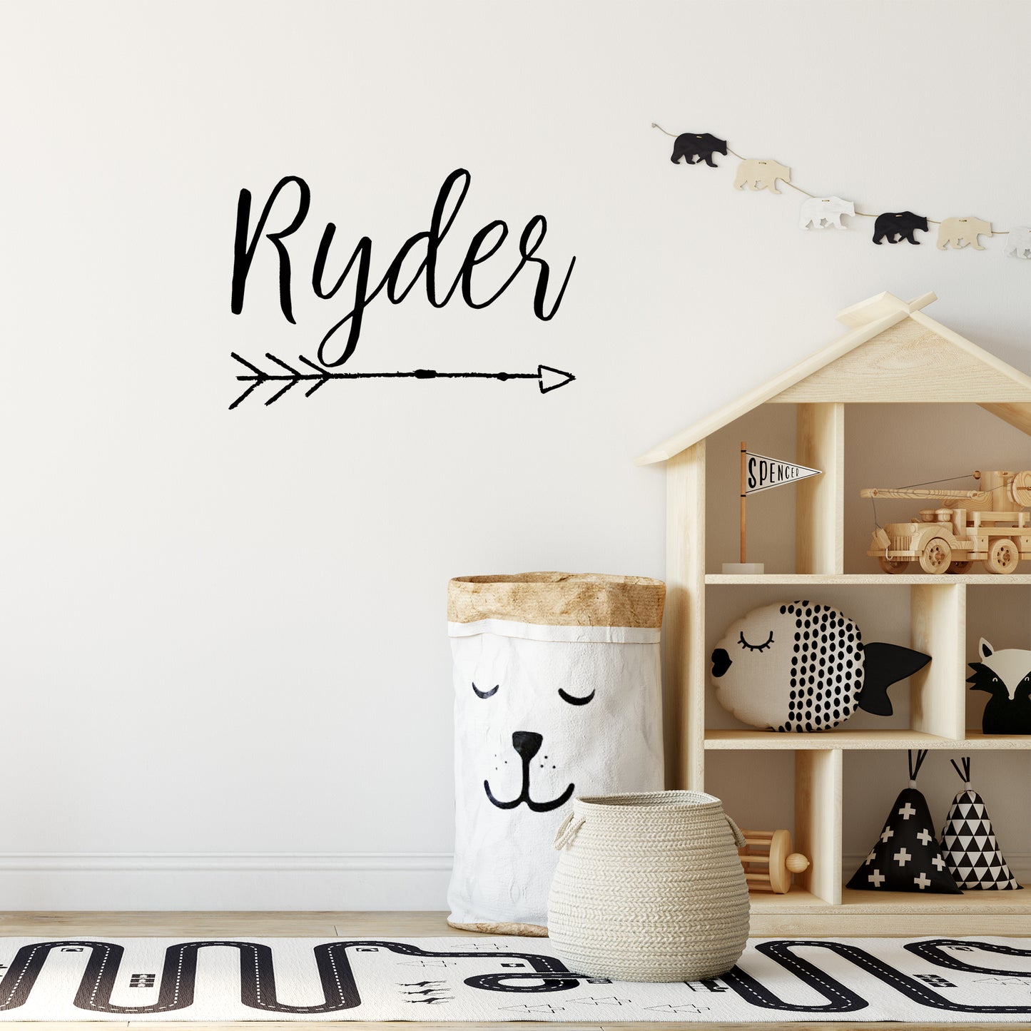 Script name with bohemian arrow | Monogram decal-Monogram & name decal-Adnil Creations