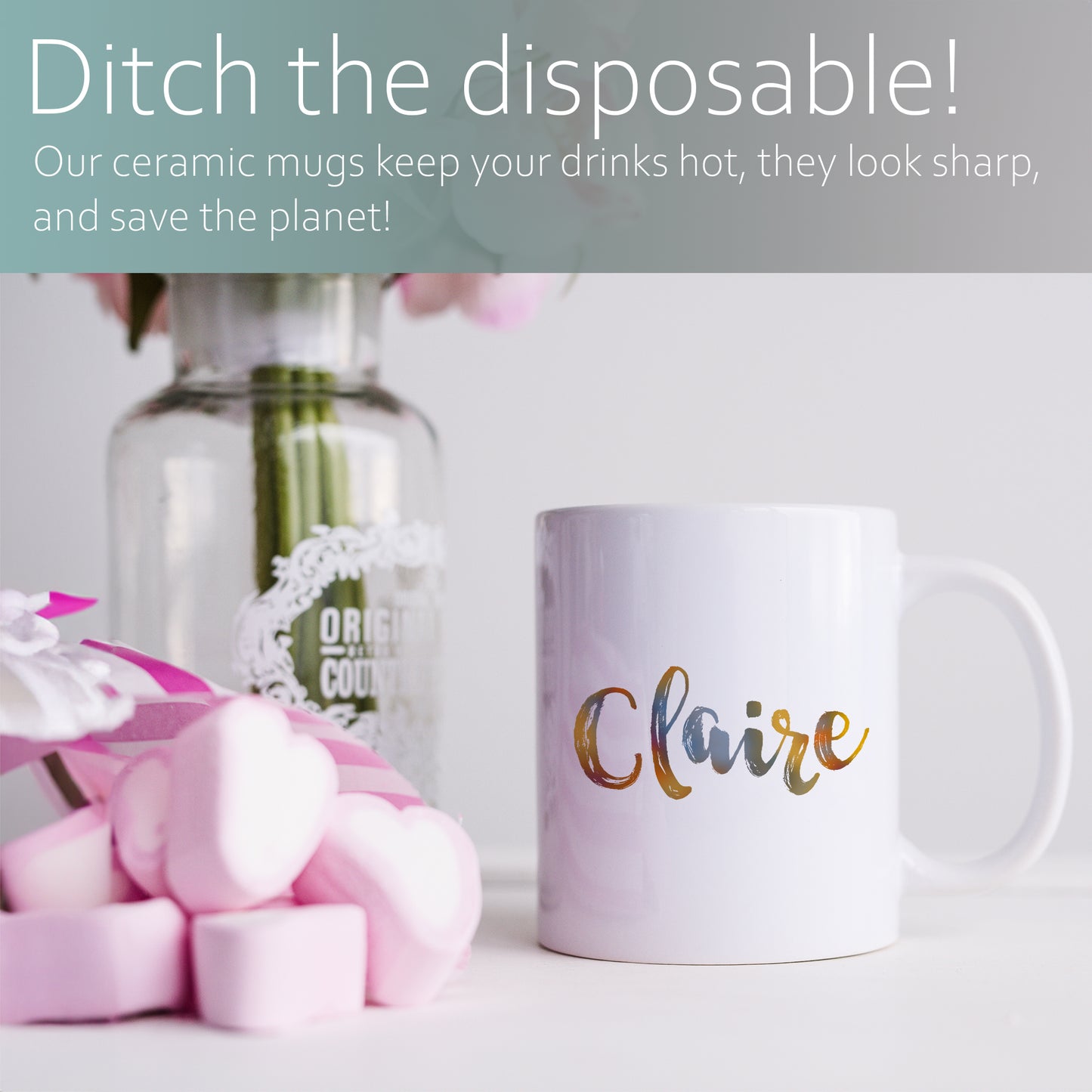 Muted ombre personalised name | Ceramic mug