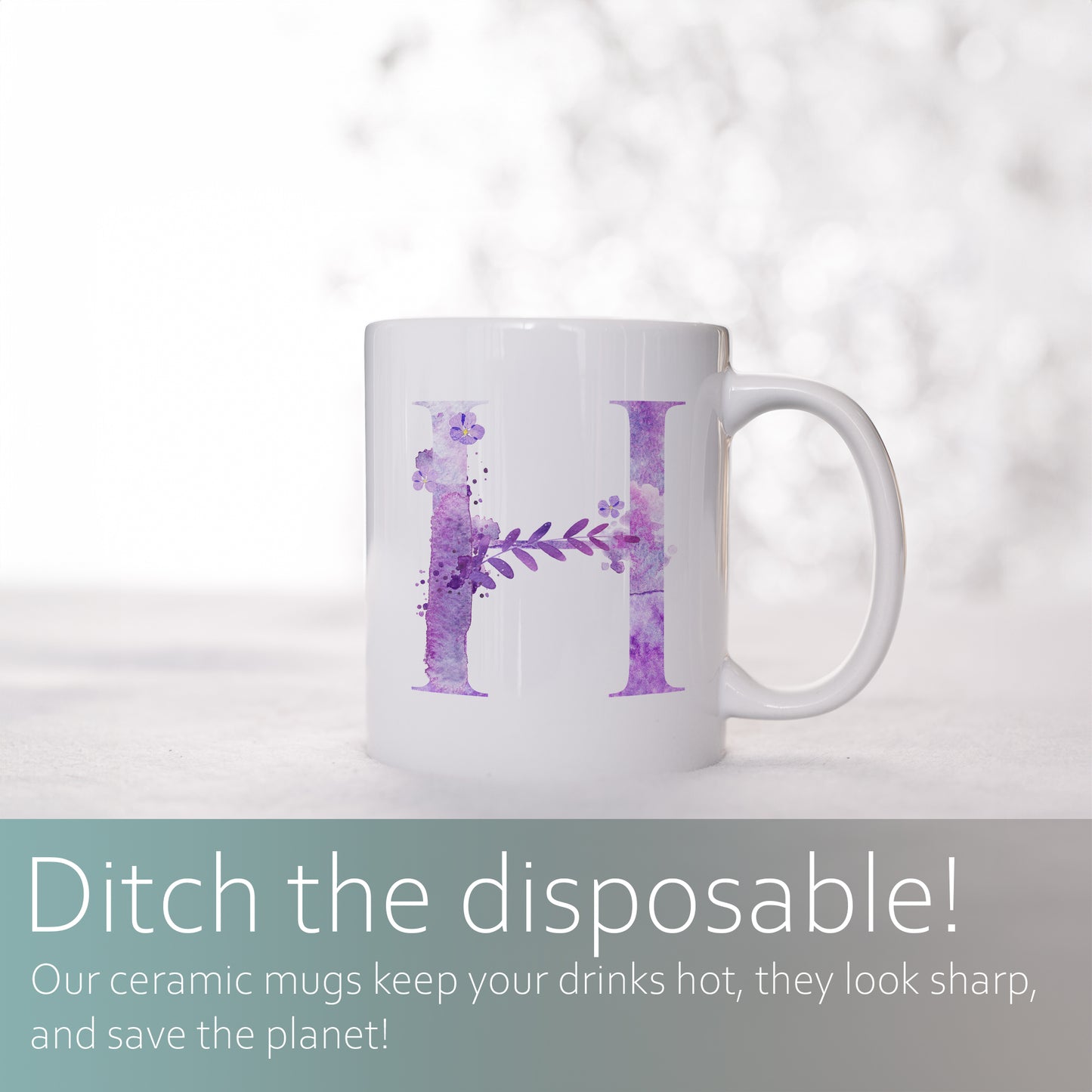 Personalised watercolour monogram | Ceramic mug