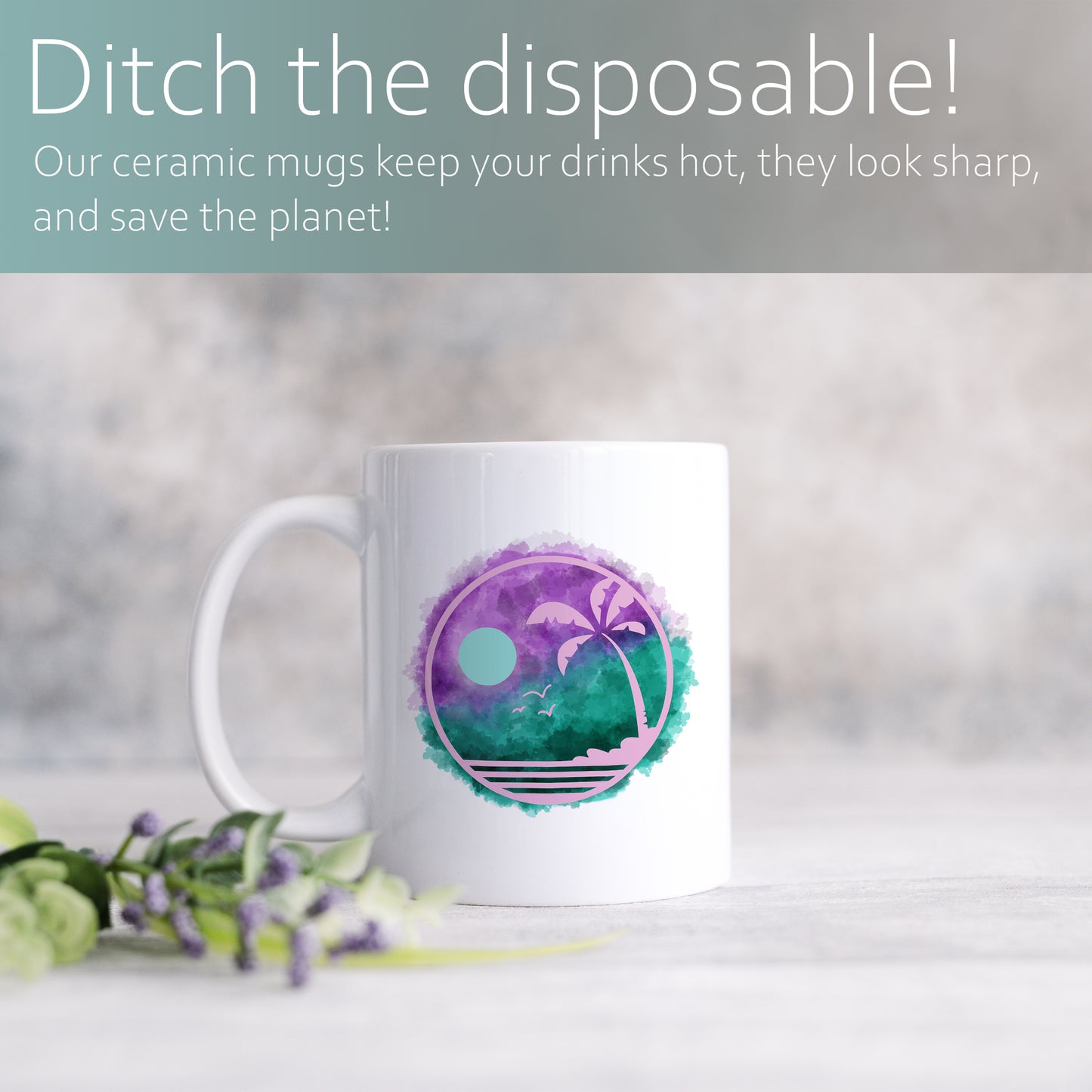 Watercolour tropical night | Ceramic mug