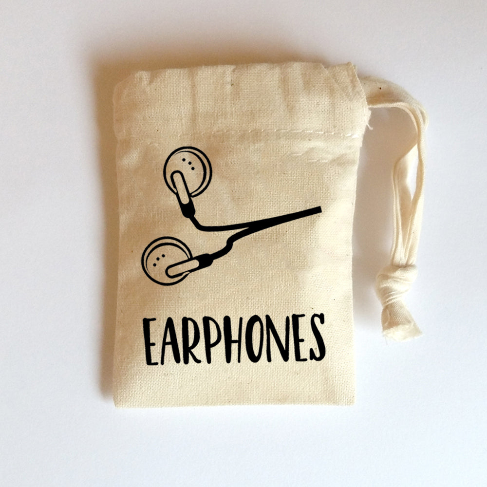 Earphones bag | Small cotton drawstring bag-Tiny bag-Adnil Creations