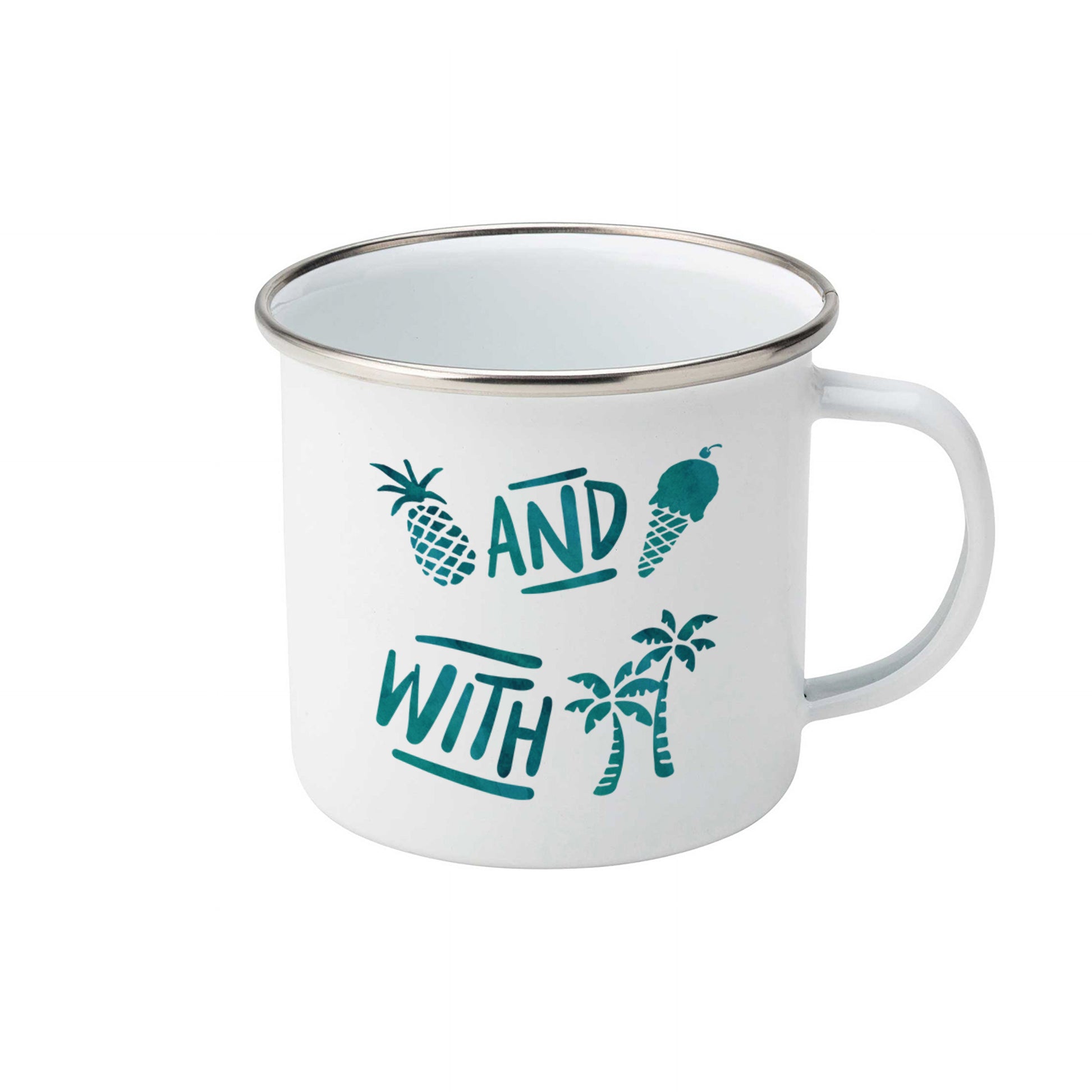 Pineapple and ice cream with palm trees | Enamel mug-Enamel mug-Adnil Creations