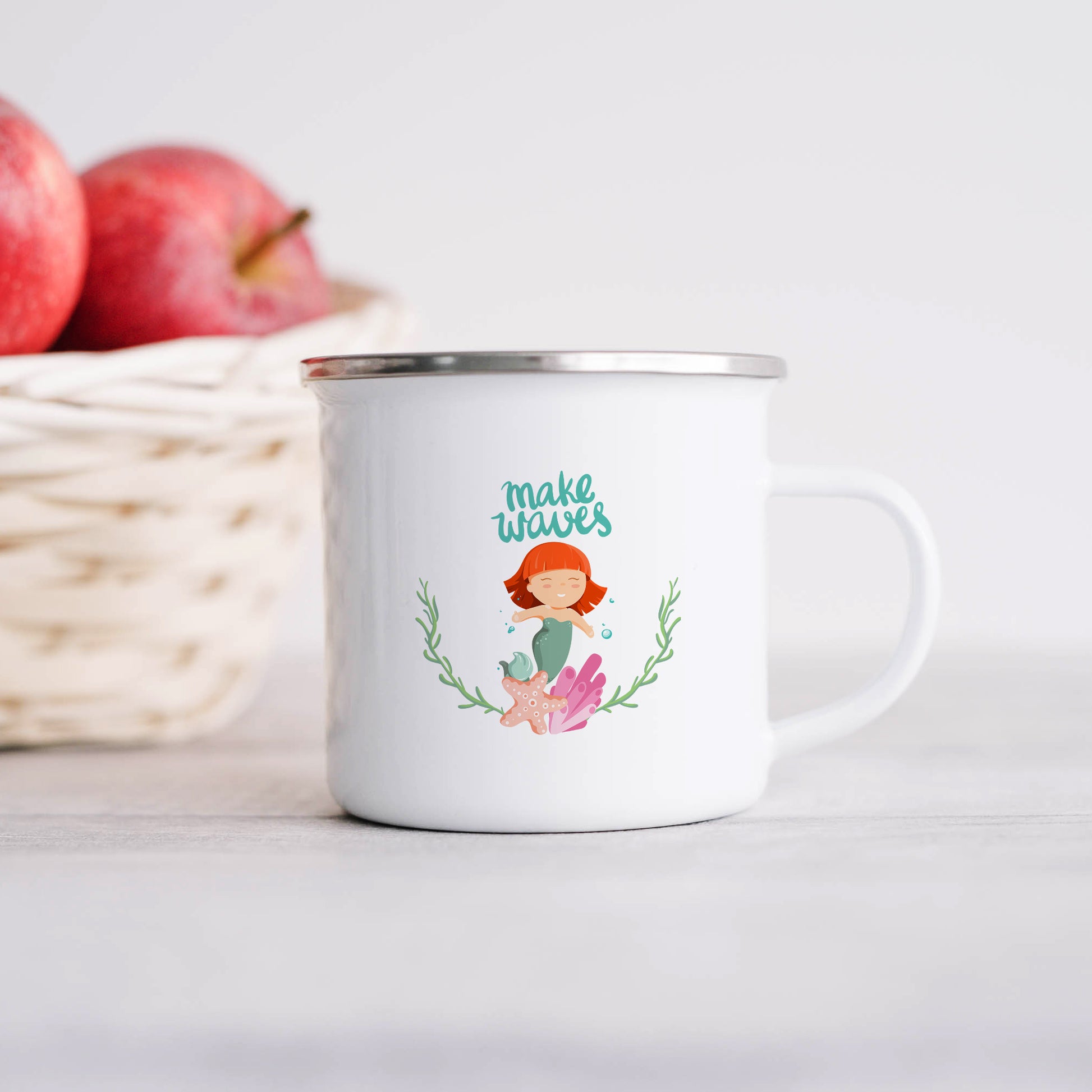 Make waves with mermaid | Enamel mug-Enamel mug-Adnil Creations