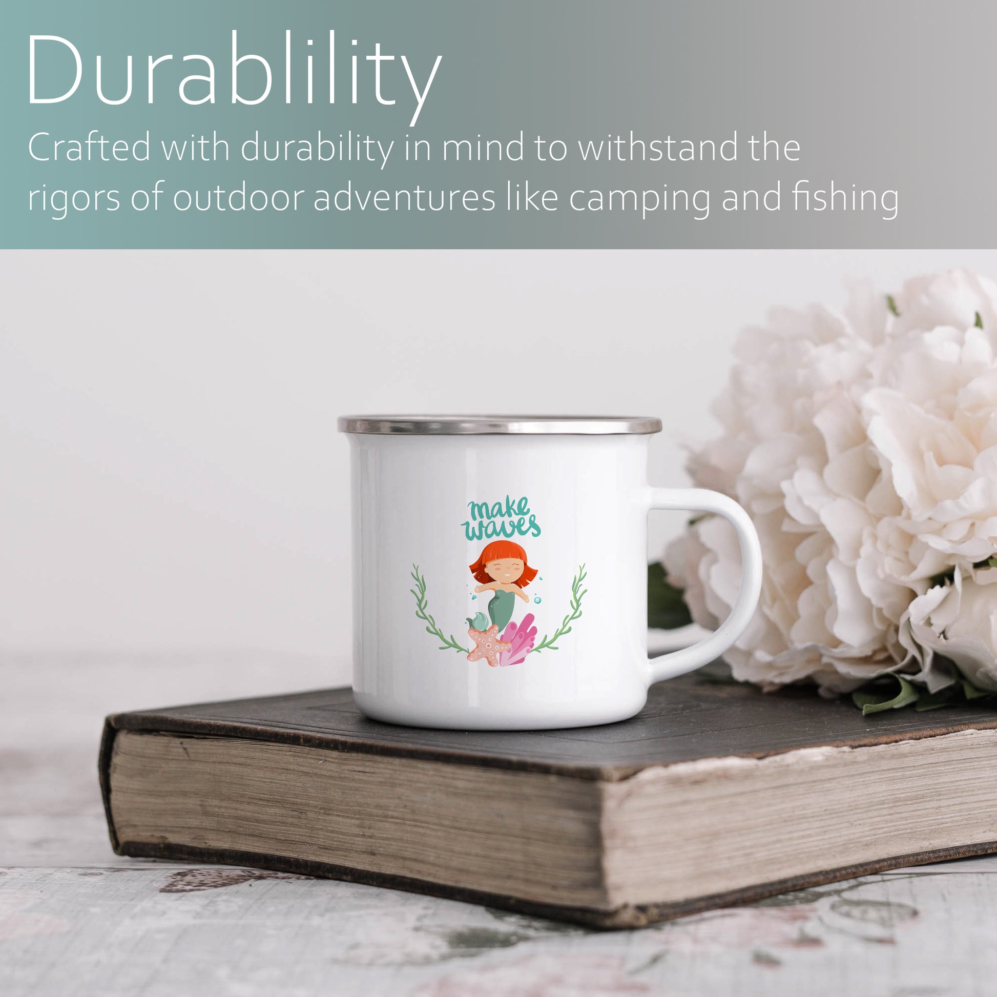 Make waves with mermaid | Enamel mug-Enamel mug-Adnil Creations