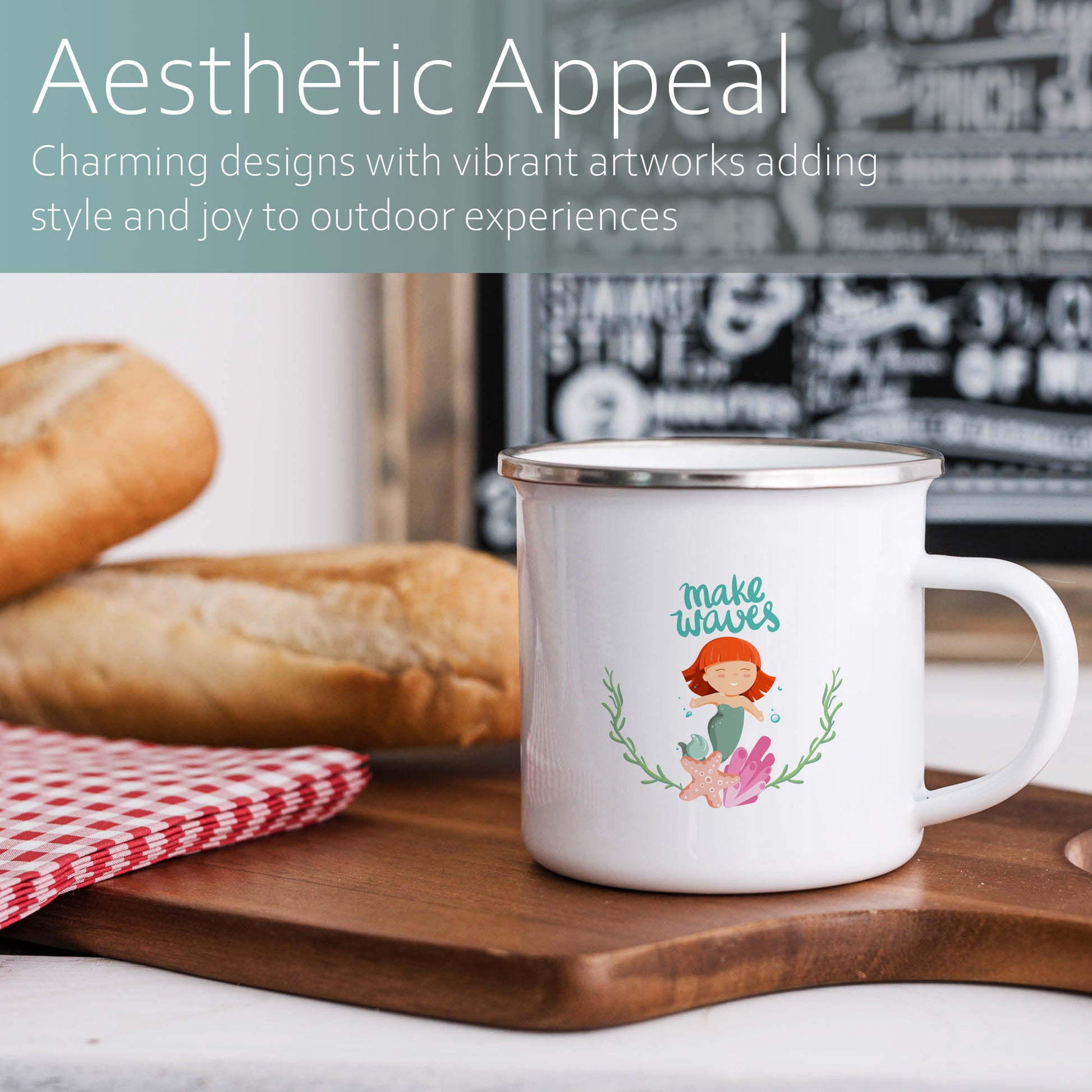 Make waves with mermaid | Enamel mug-Enamel mug-Adnil Creations