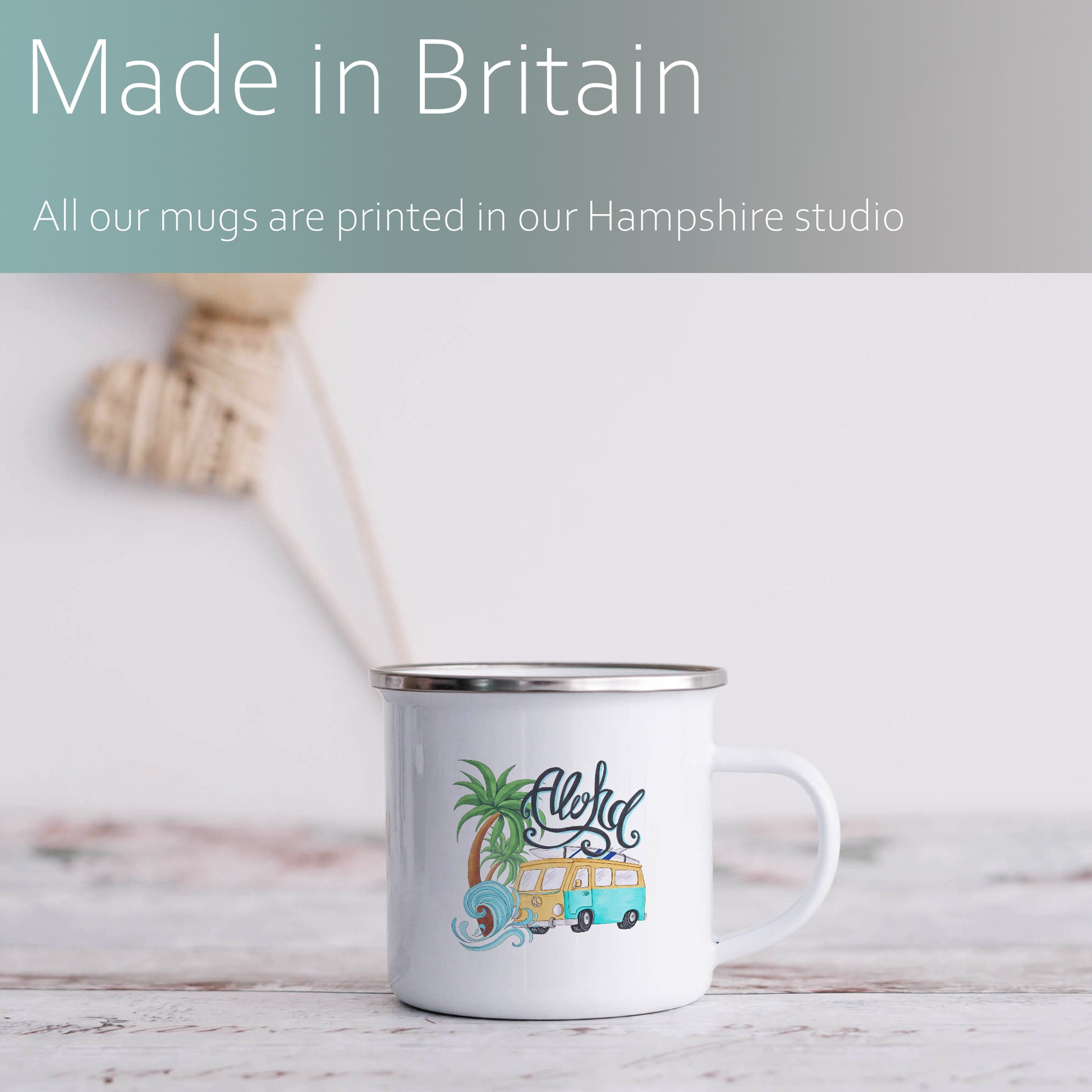 Aloha with camper | Enamel mug-Enamel mug-Adnil Creations