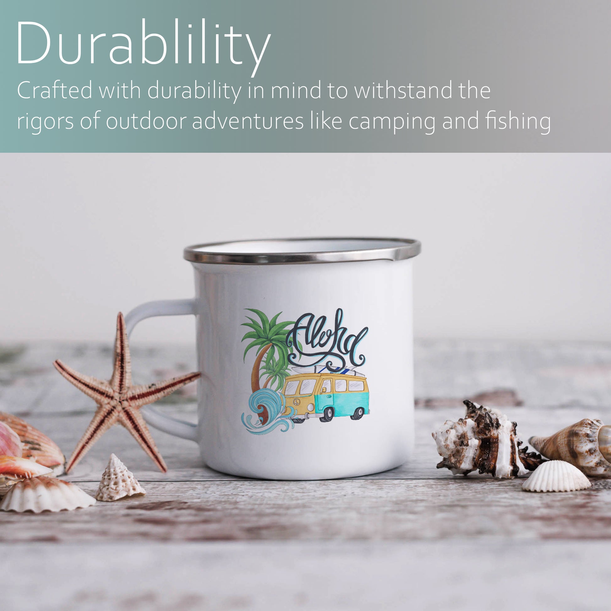 Aloha with camper | Enamel mug-Enamel mug-Adnil Creations