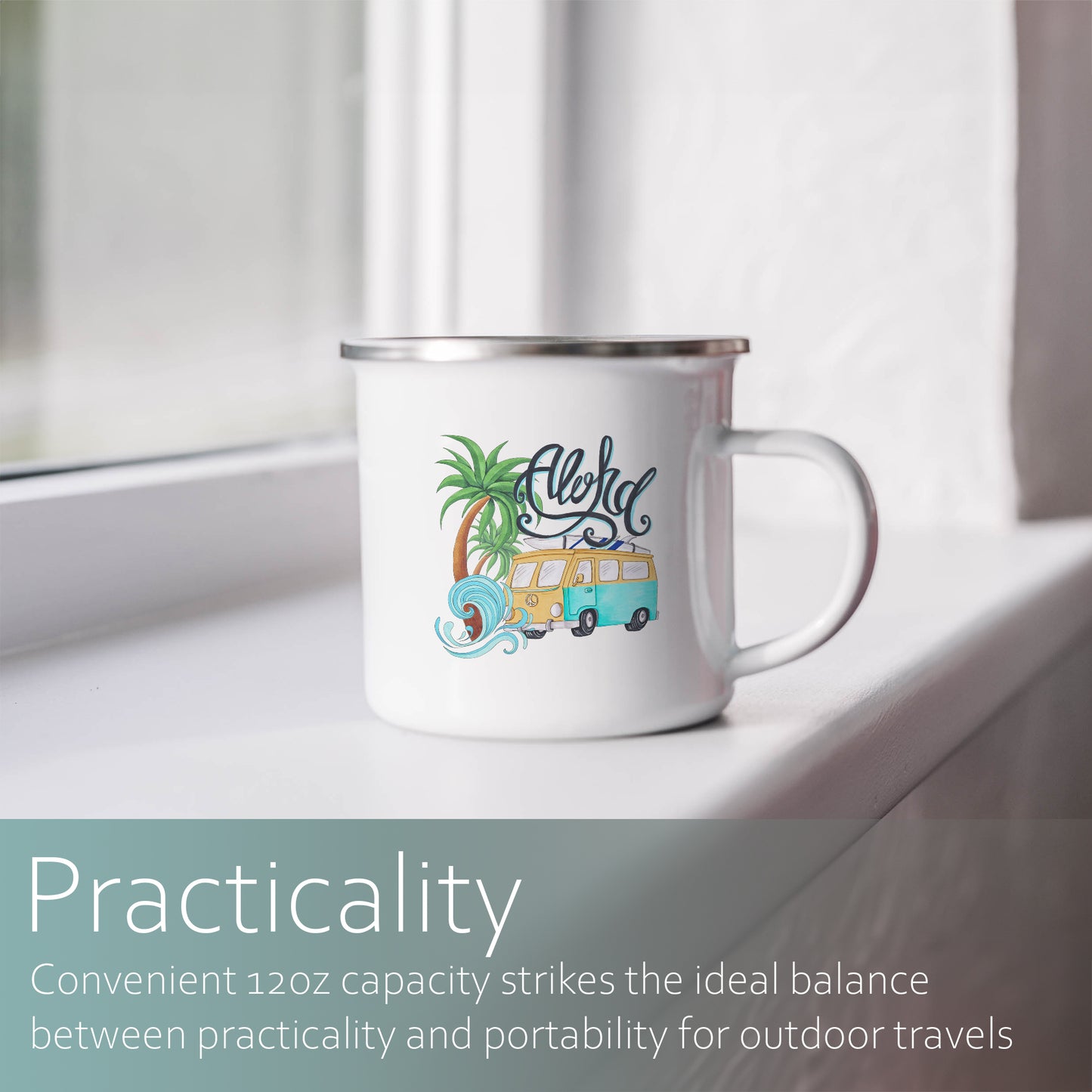 Aloha with camper | Enamel mug-Enamel mug-Adnil Creations
