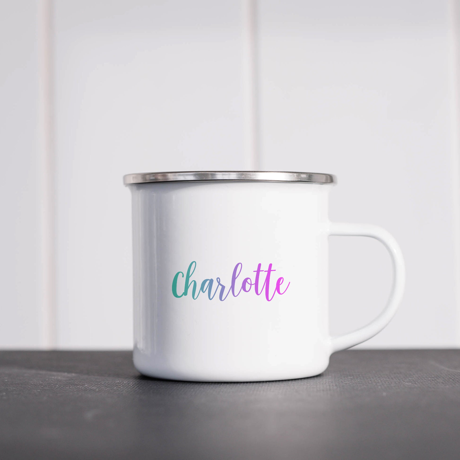 Pastel rainbow personalised name | Enamel mug-Enamel mug-Adnil Creations