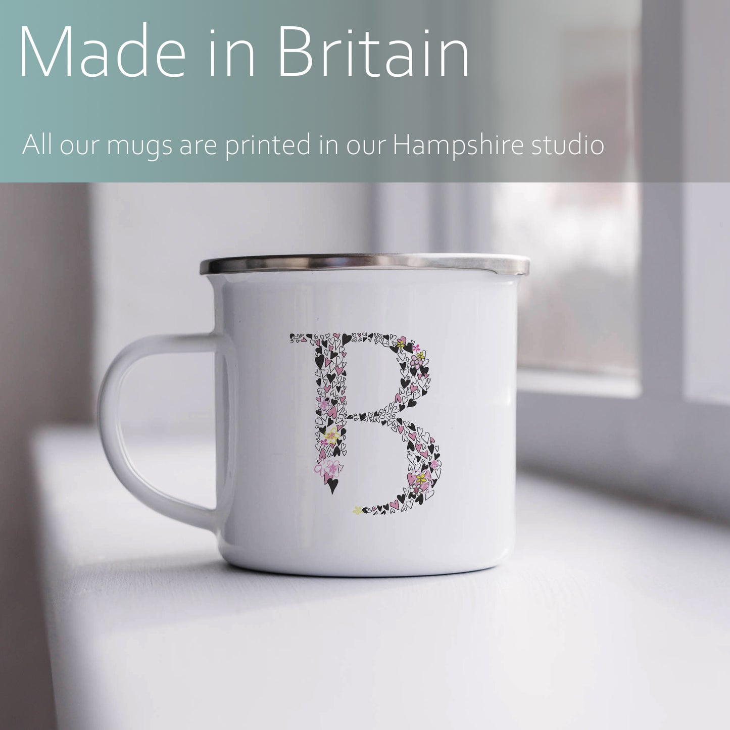 Tiny floral personalised monogram | Enamel mug