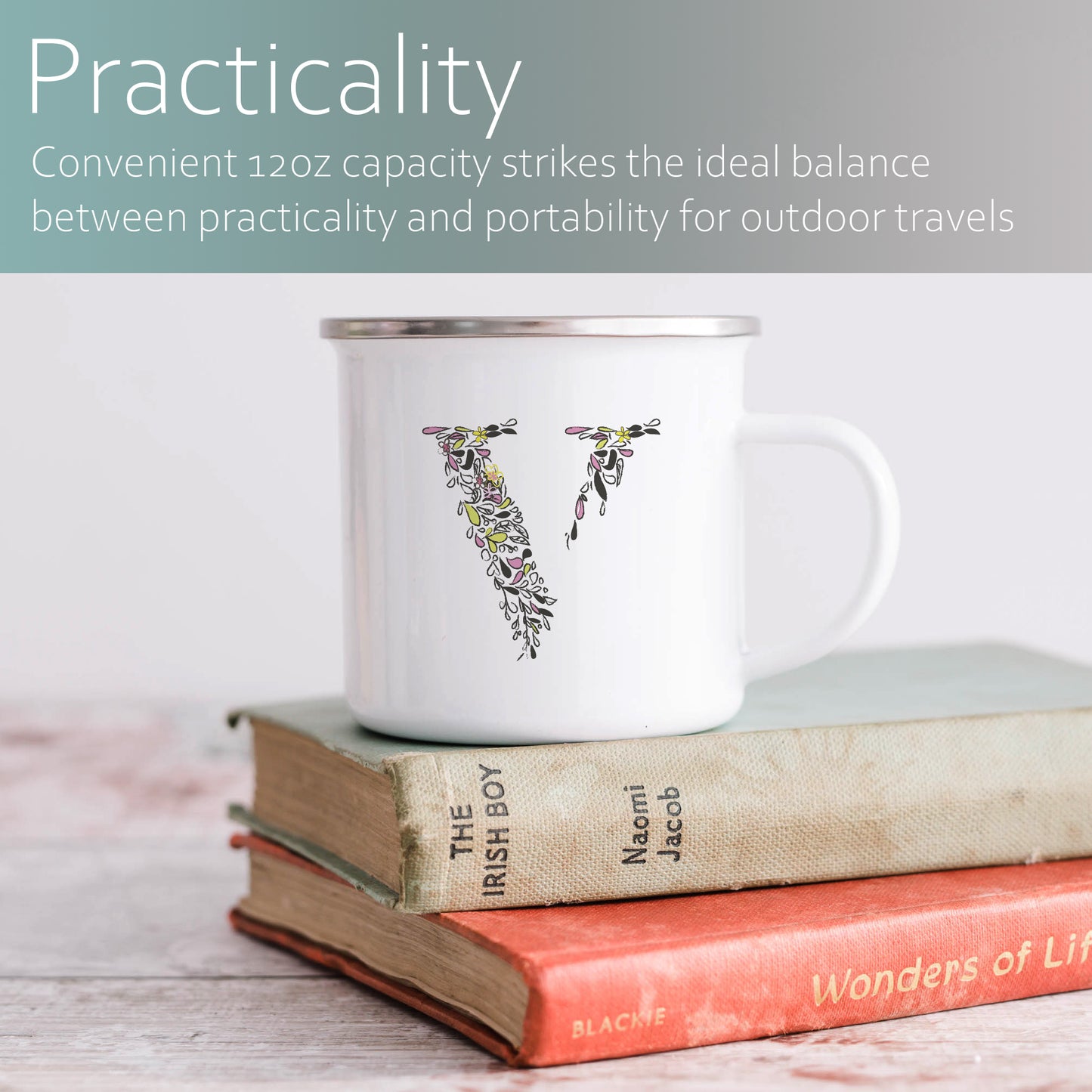 Tiny floral personalised monogram | Enamel mug