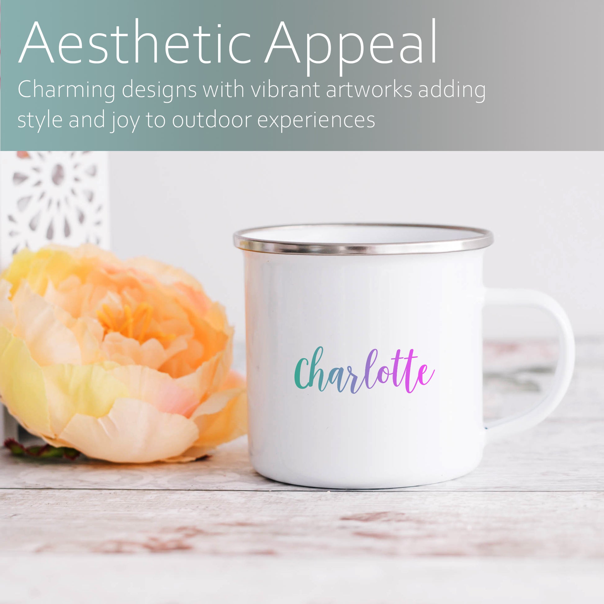 Pastel rainbow personalised name | Enamel mug-Enamel mug-Adnil Creations