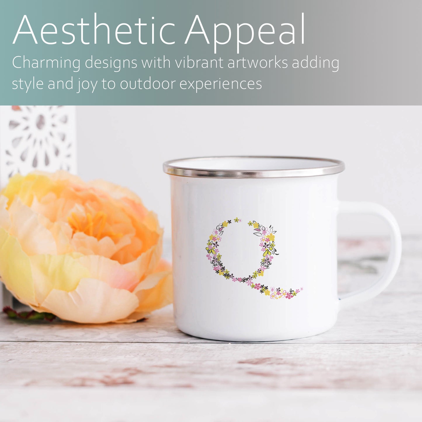 Tiny floral personalised monogram | Enamel mug