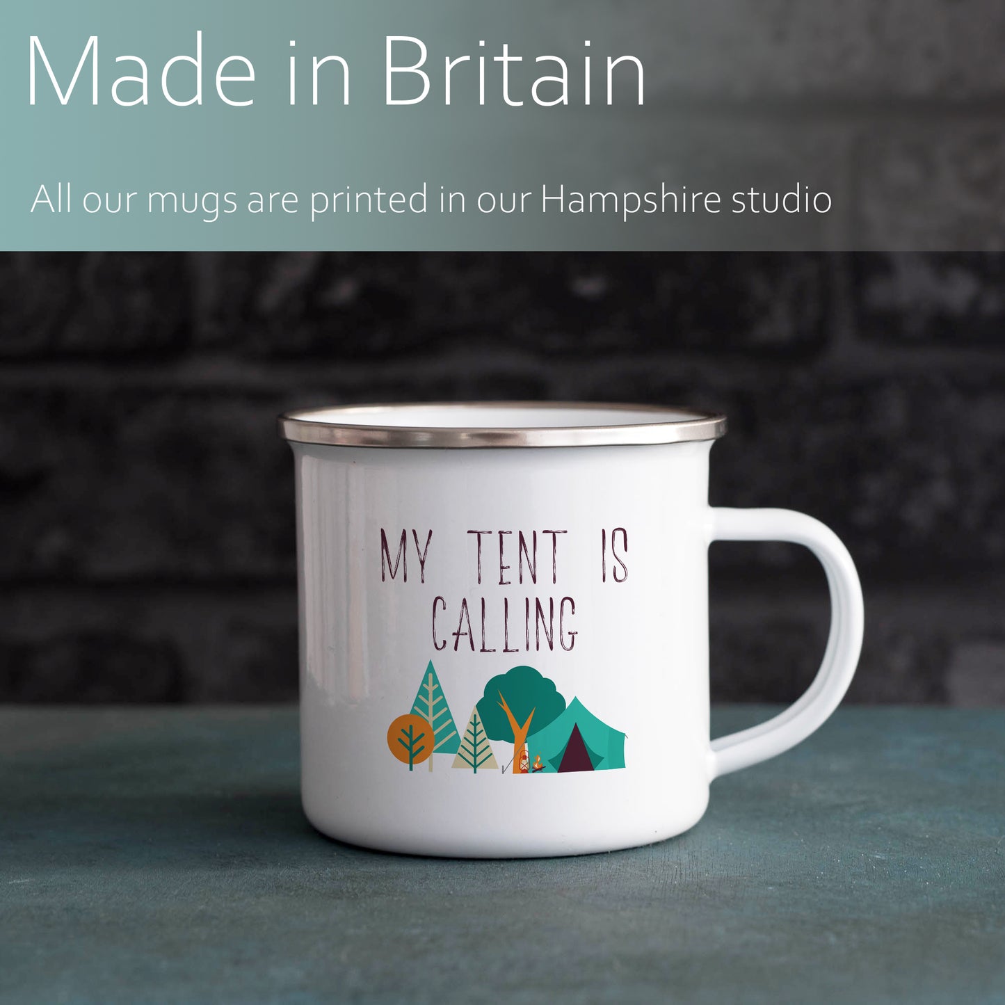 My tent is calling | Enamel mug-Enamel mug-Adnil Creations
