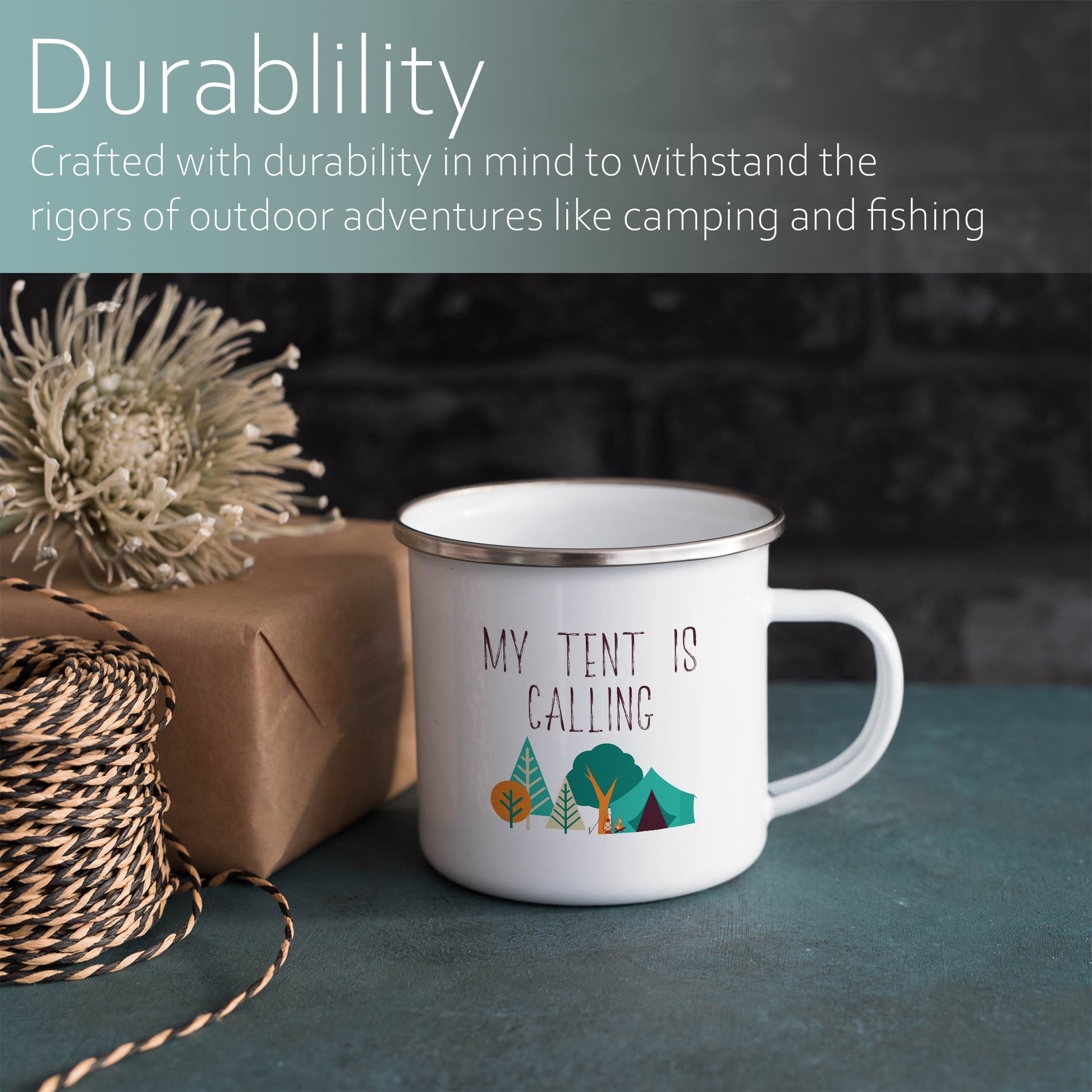 My tent is calling | Enamel mug-Enamel mug-Adnil Creations