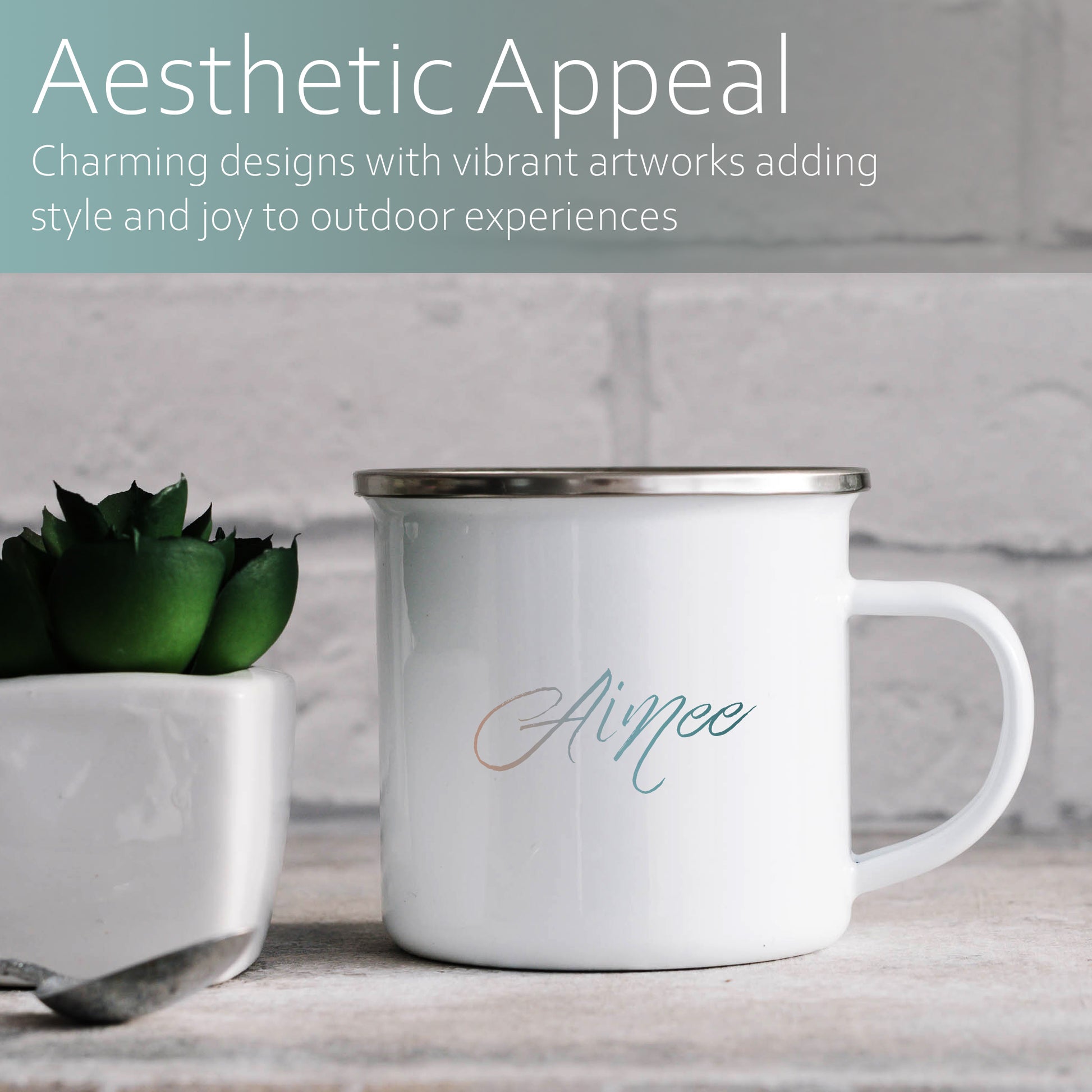 Script ocean ombre personalised name | Enamel mug-Enamel mug-Adnil Creations
