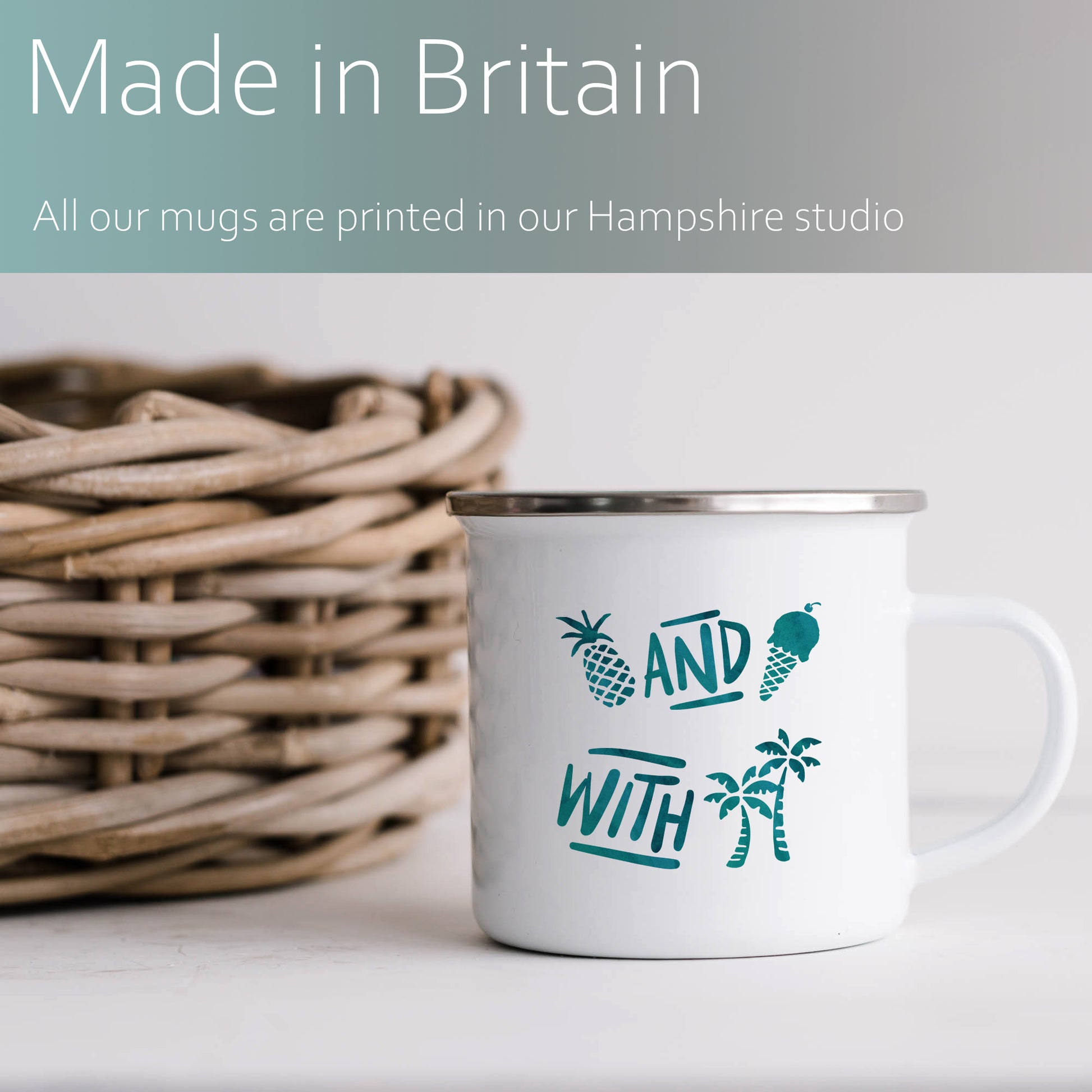 Pineapple and ice cream with palm trees | Enamel mug-Enamel mug-Adnil Creations