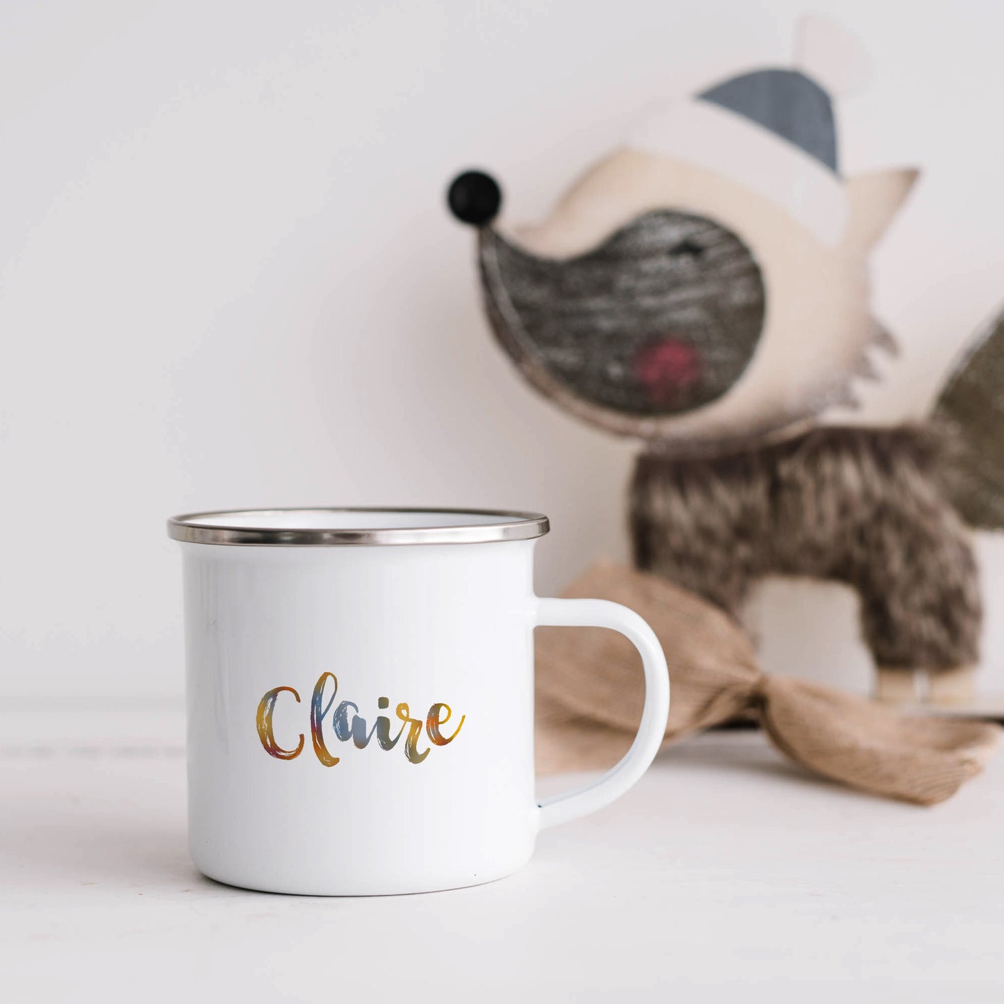 Muted ombre personalised name | Enamel mug