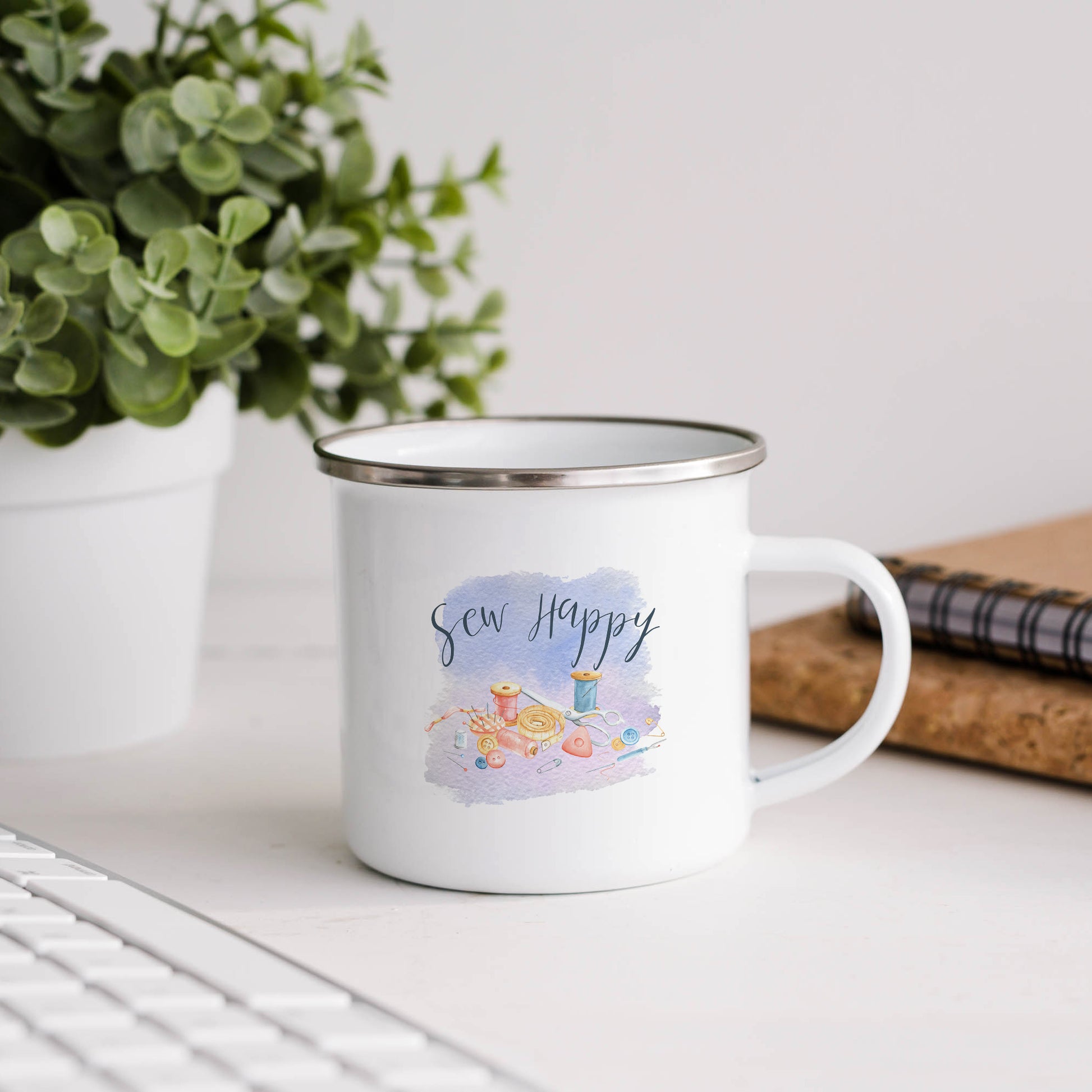Sew Happy | Enamel mug-Enamel mug-Adnil Creations