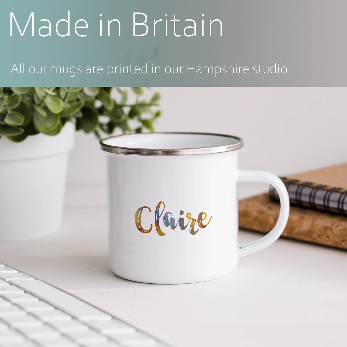 Muted ombre personalised name | Enamel mug