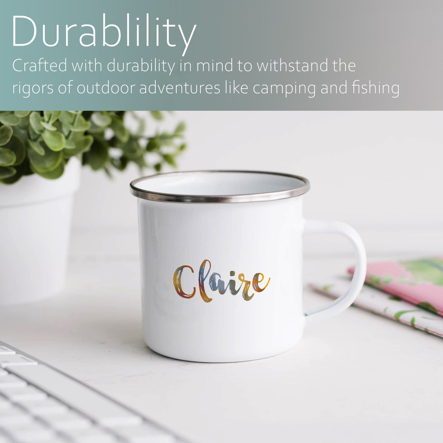 Muted ombre personalised name | Enamel mug