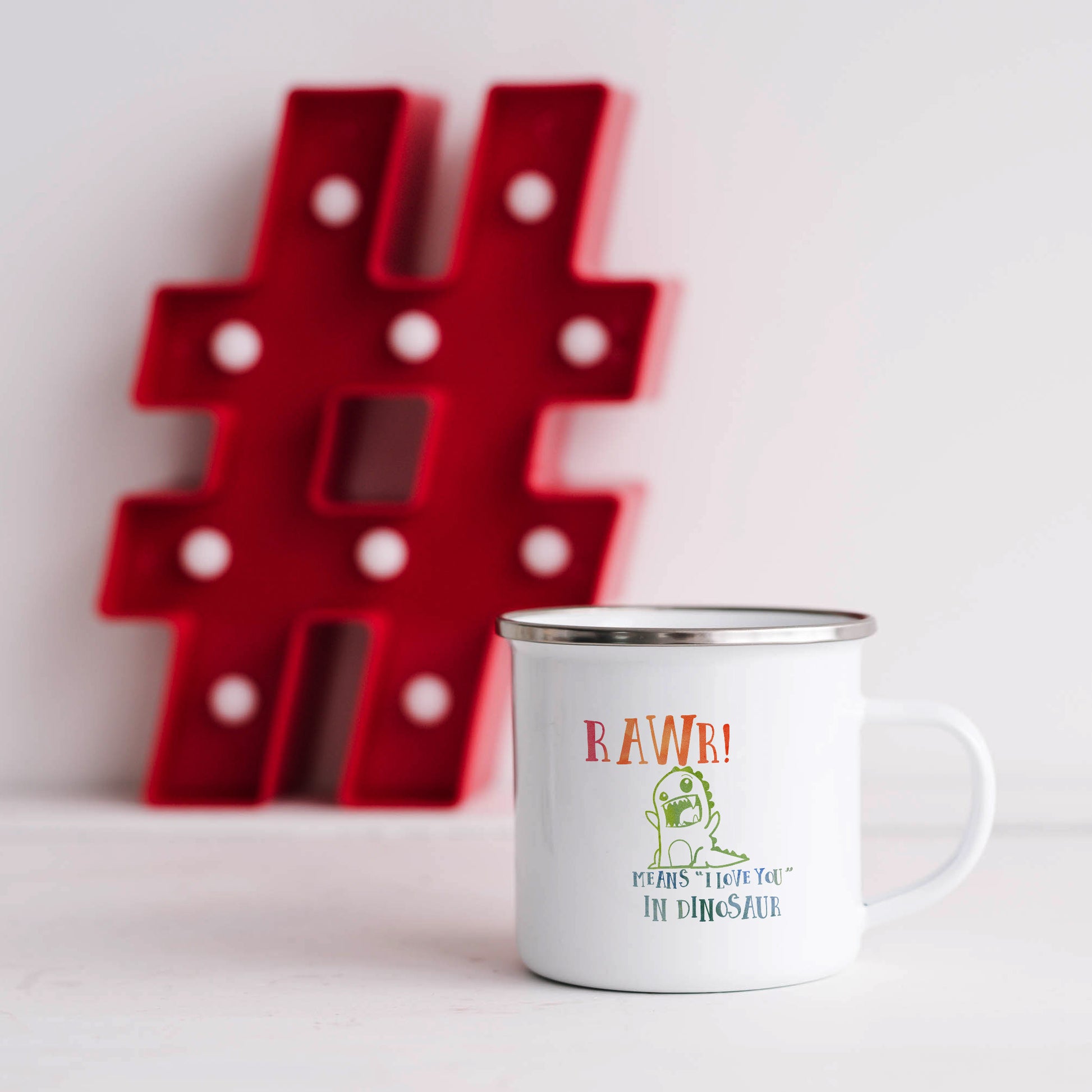 Rawr means I love you in dino | Enamel mug-Enamel mug-Adnil Creations