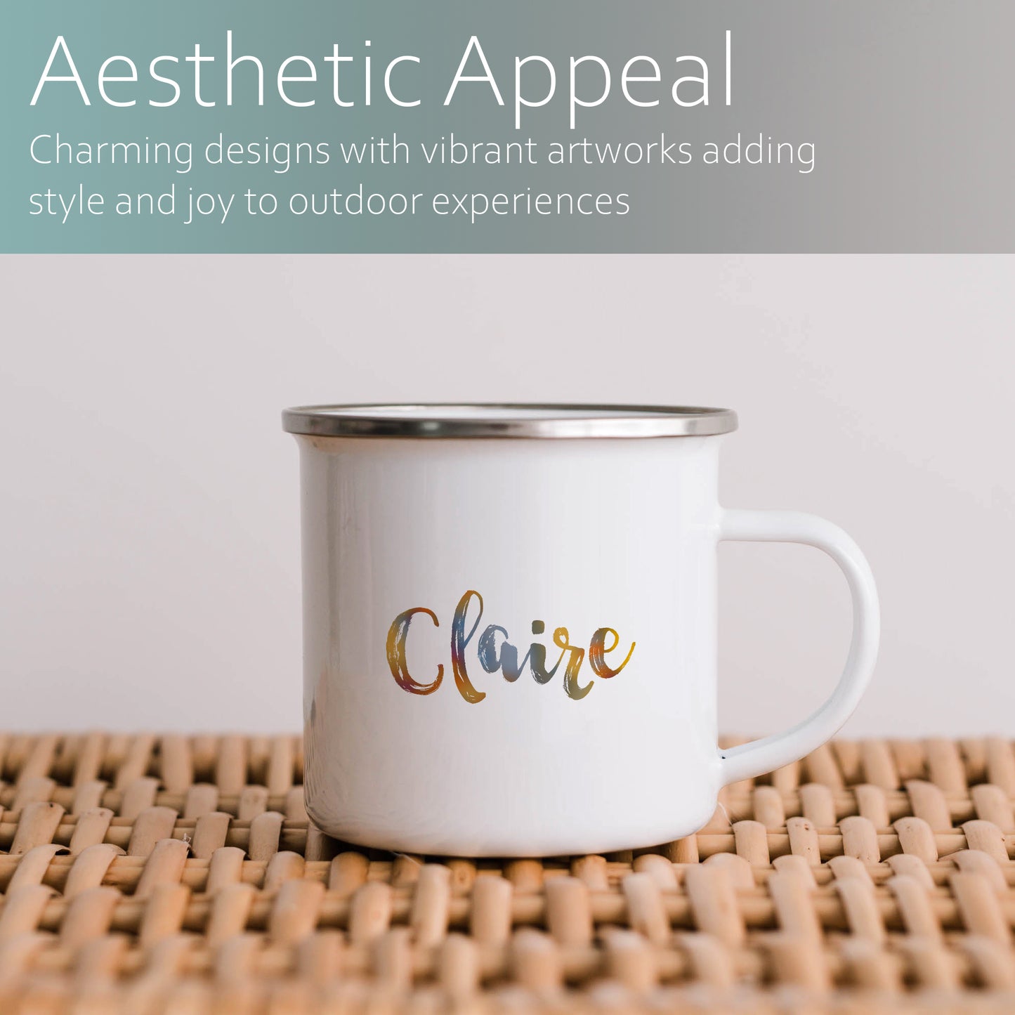 Muted ombre personalised name | Enamel mug