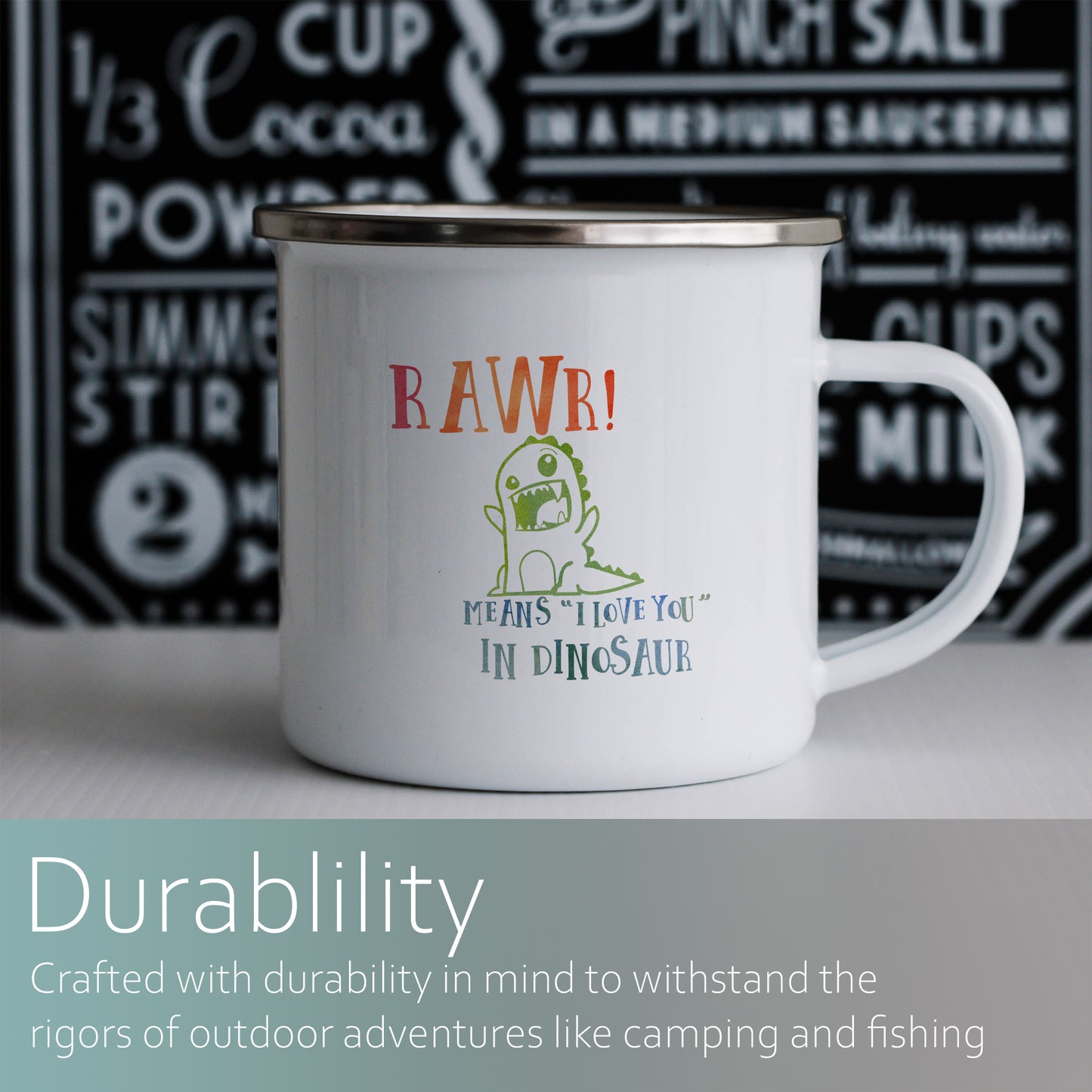 Rawr means I love you in dino | Enamel mug-Enamel mug-Adnil Creations