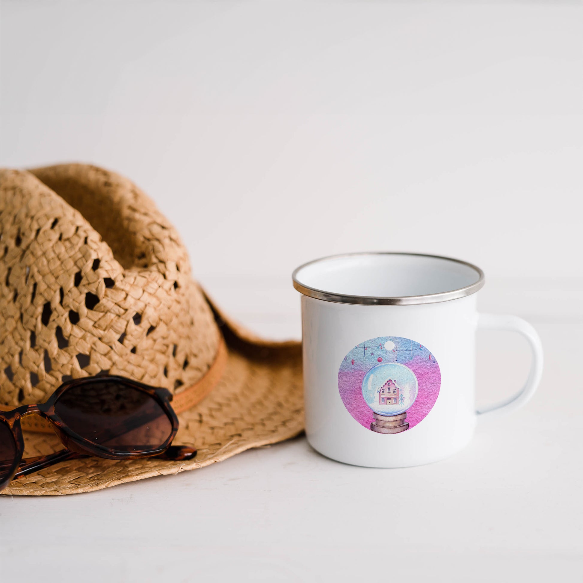 Christmas Snow globe | Enamel mug-Enamel mug-Adnil Creations