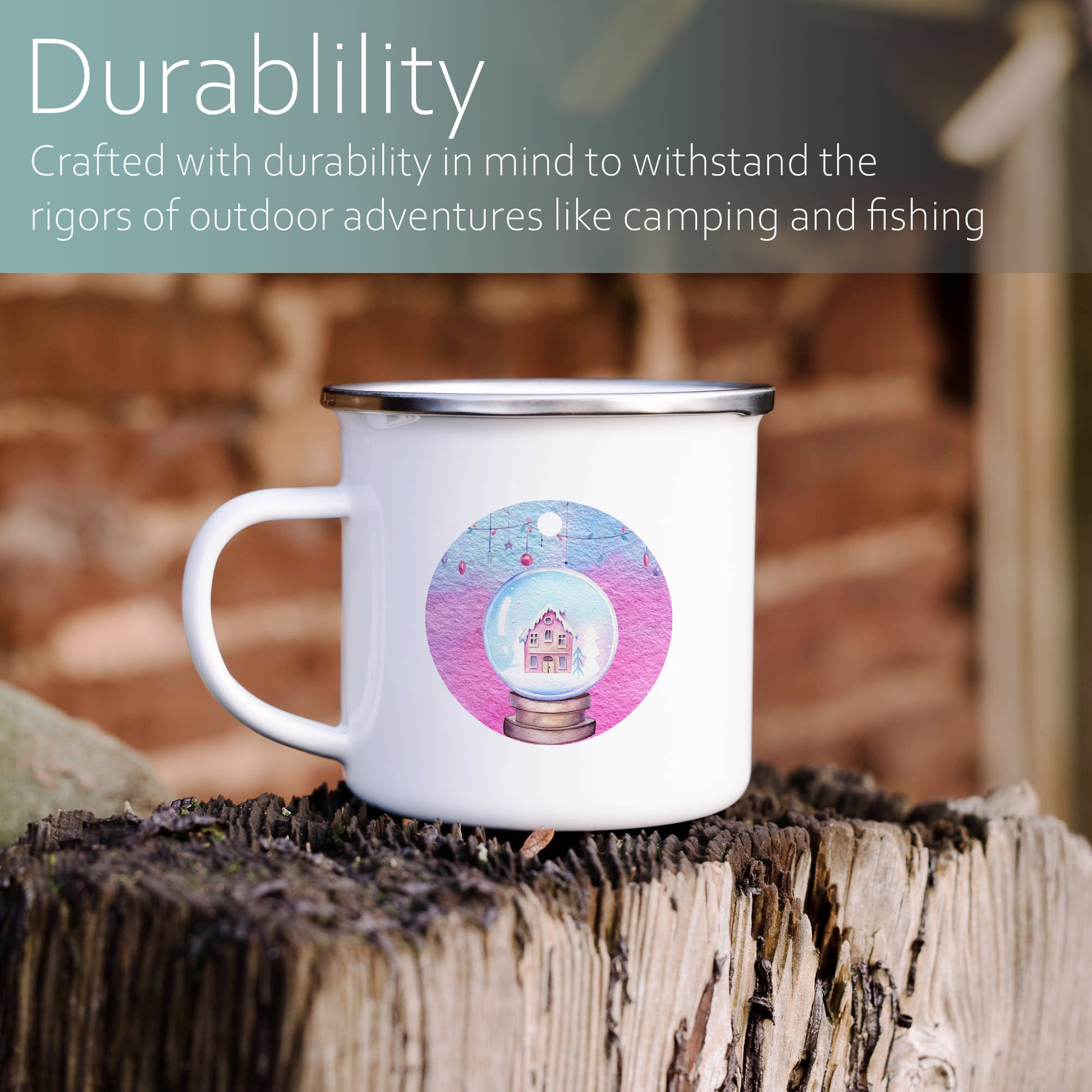 Christmas Snow globe | Enamel mug-Enamel mug-Adnil Creations