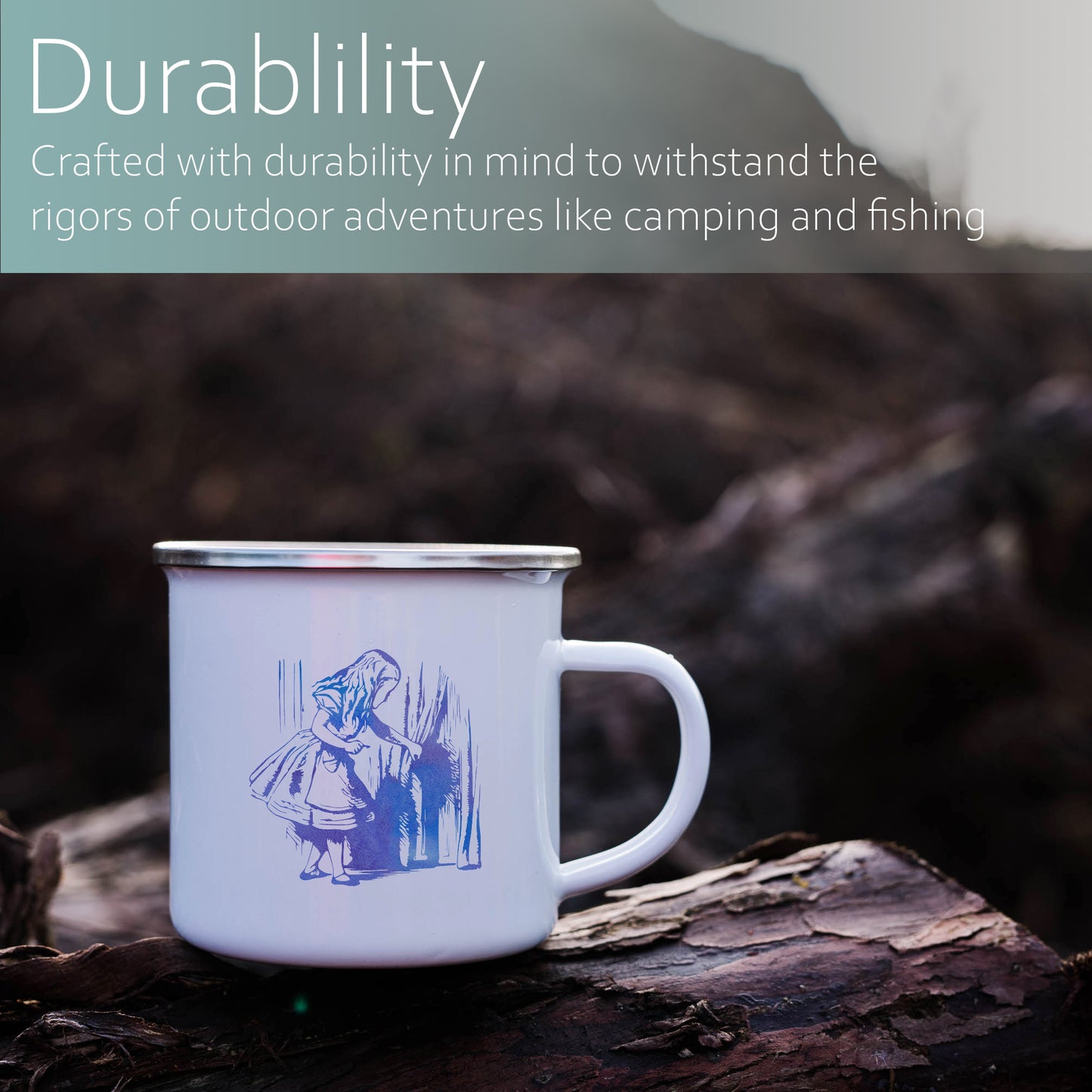 Alice and the door | Enamel mug-Enamel mug-Adnil Creations