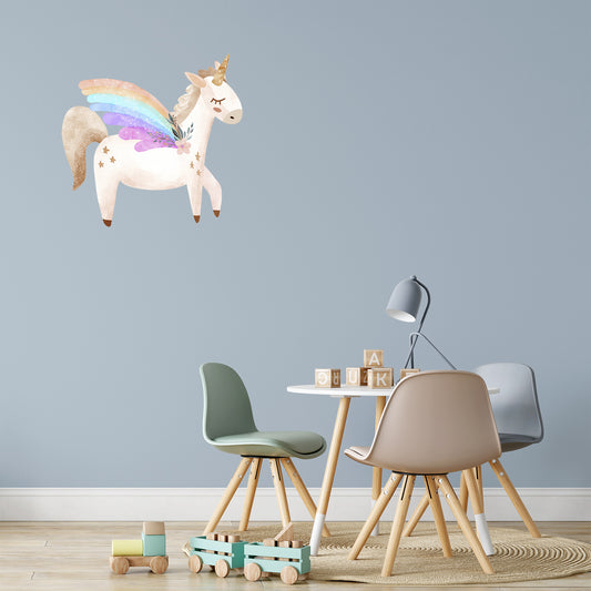 Watercolour Unicorn with wings | Fabric wall stickers